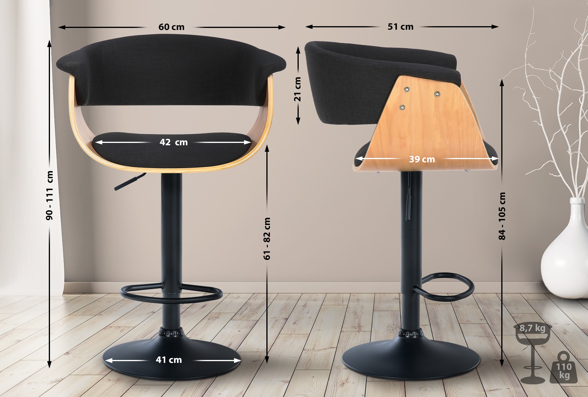Set van 2 barkrukken Vestal