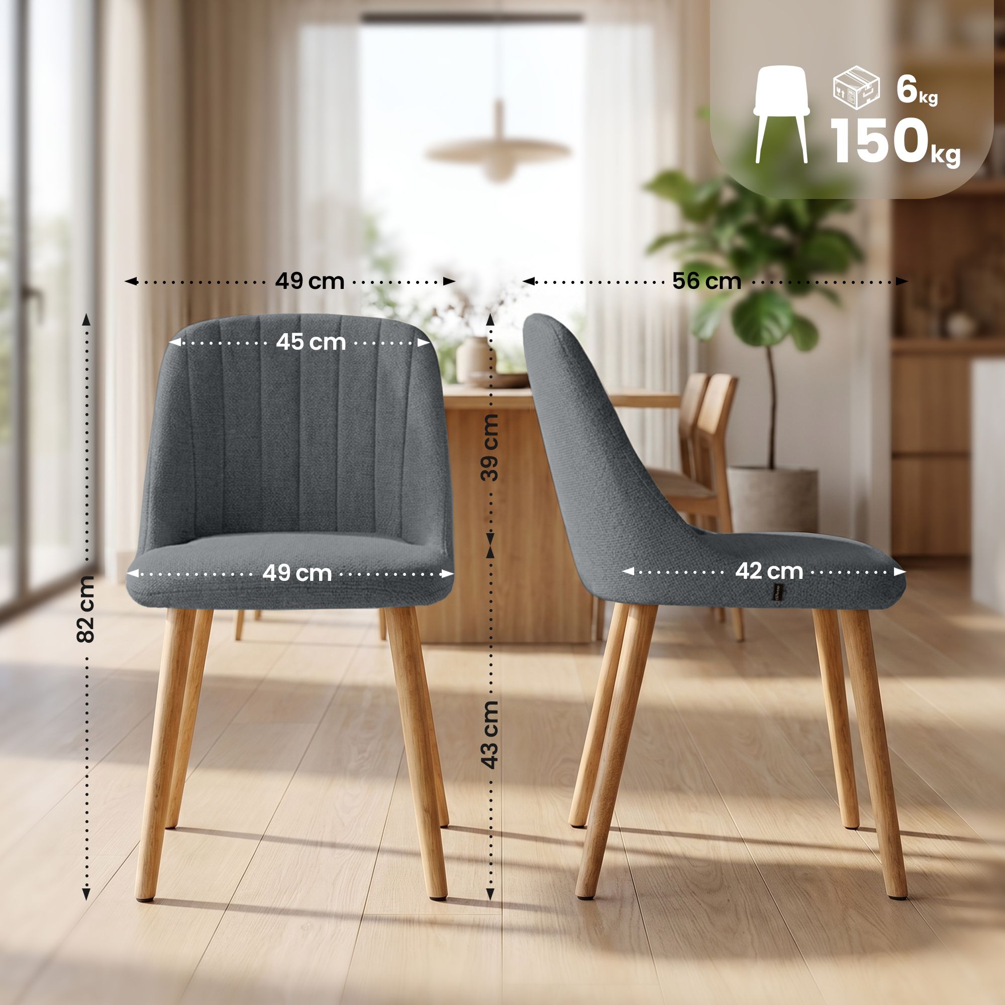 Eetkamerstoel Arie stof &ndash; comfortabel zitcomfort en stijlvol design voor elke eethoek