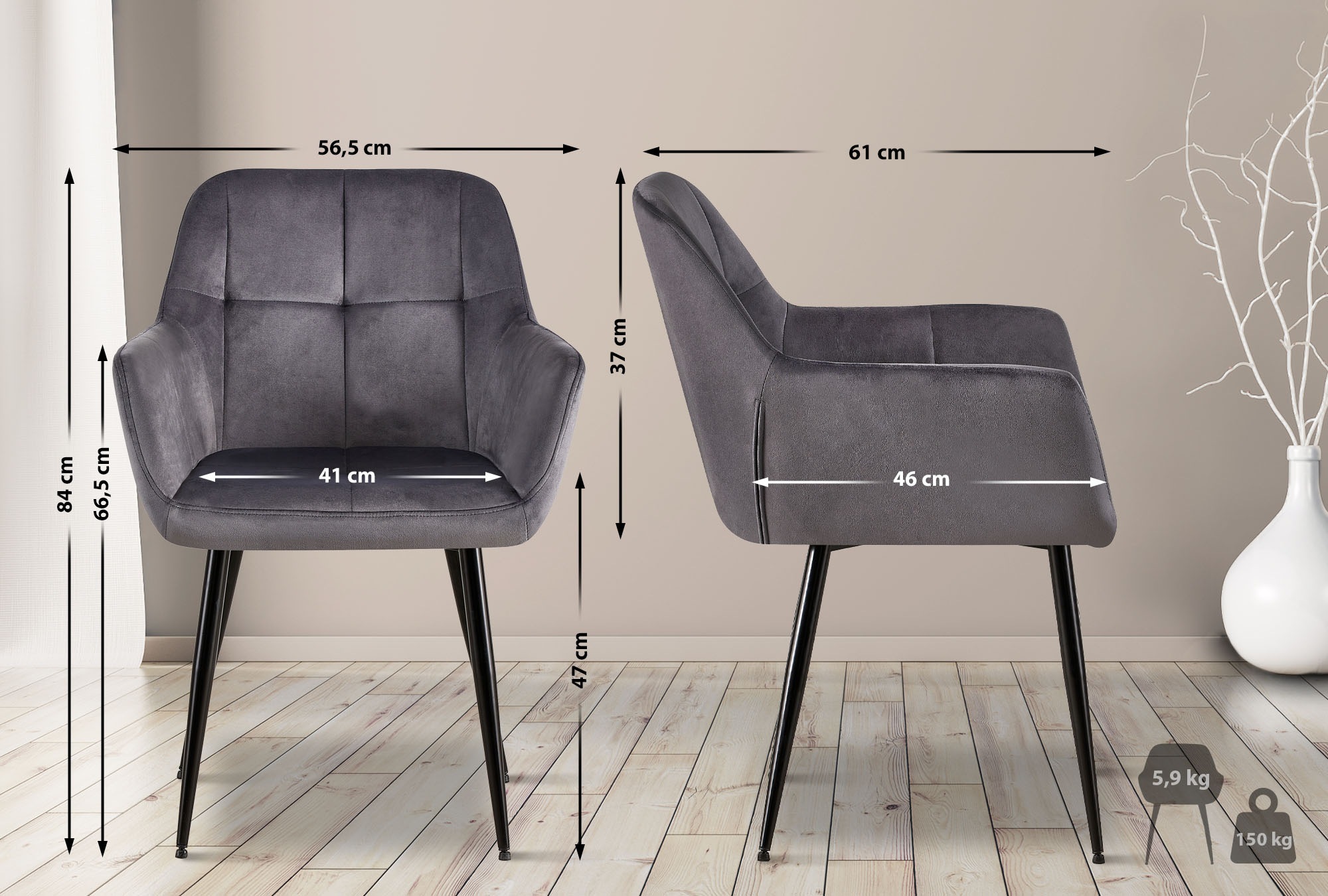 Set van 4 eetkamerstoelen Emia