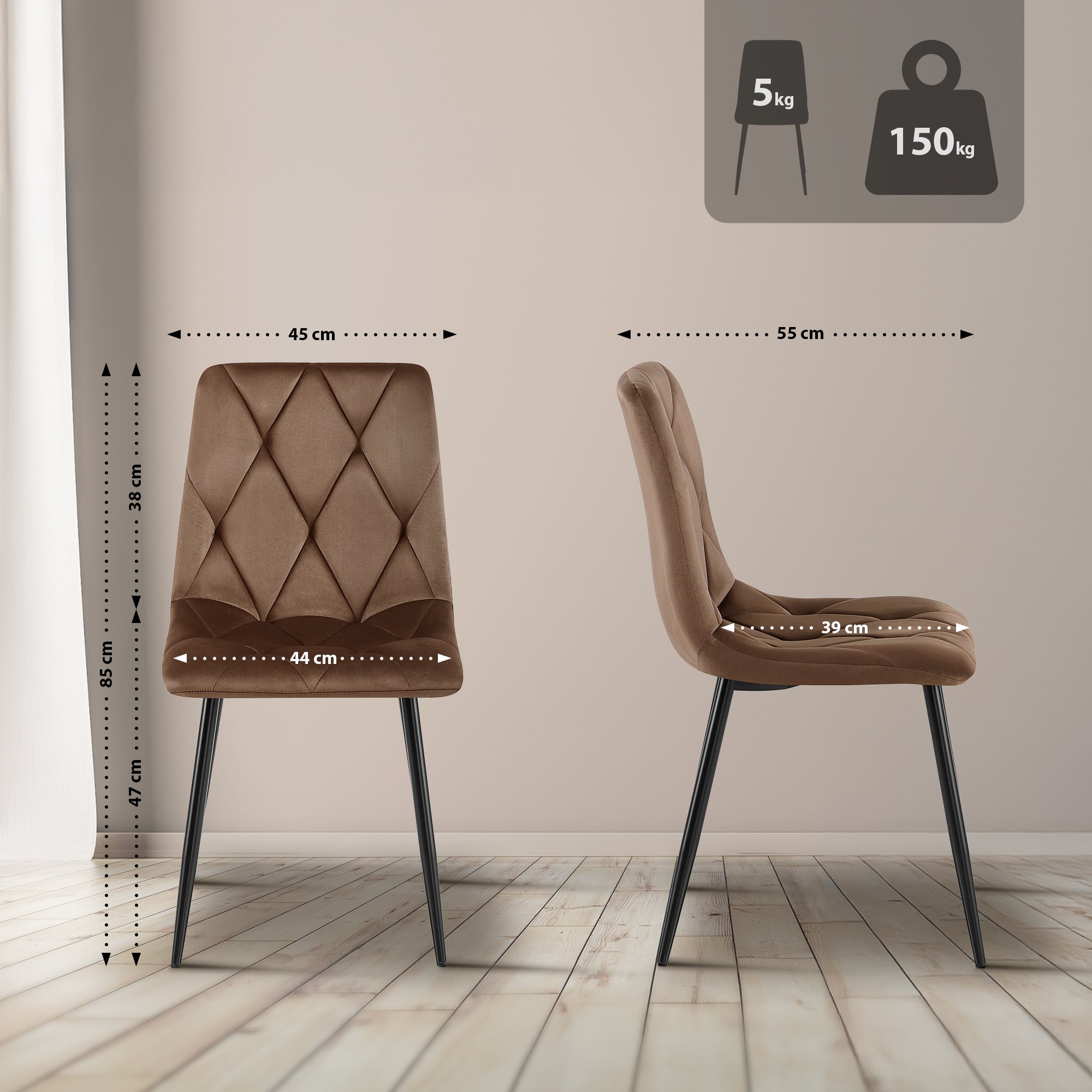 Set van 2 Eetkamerstoelen Clairton
