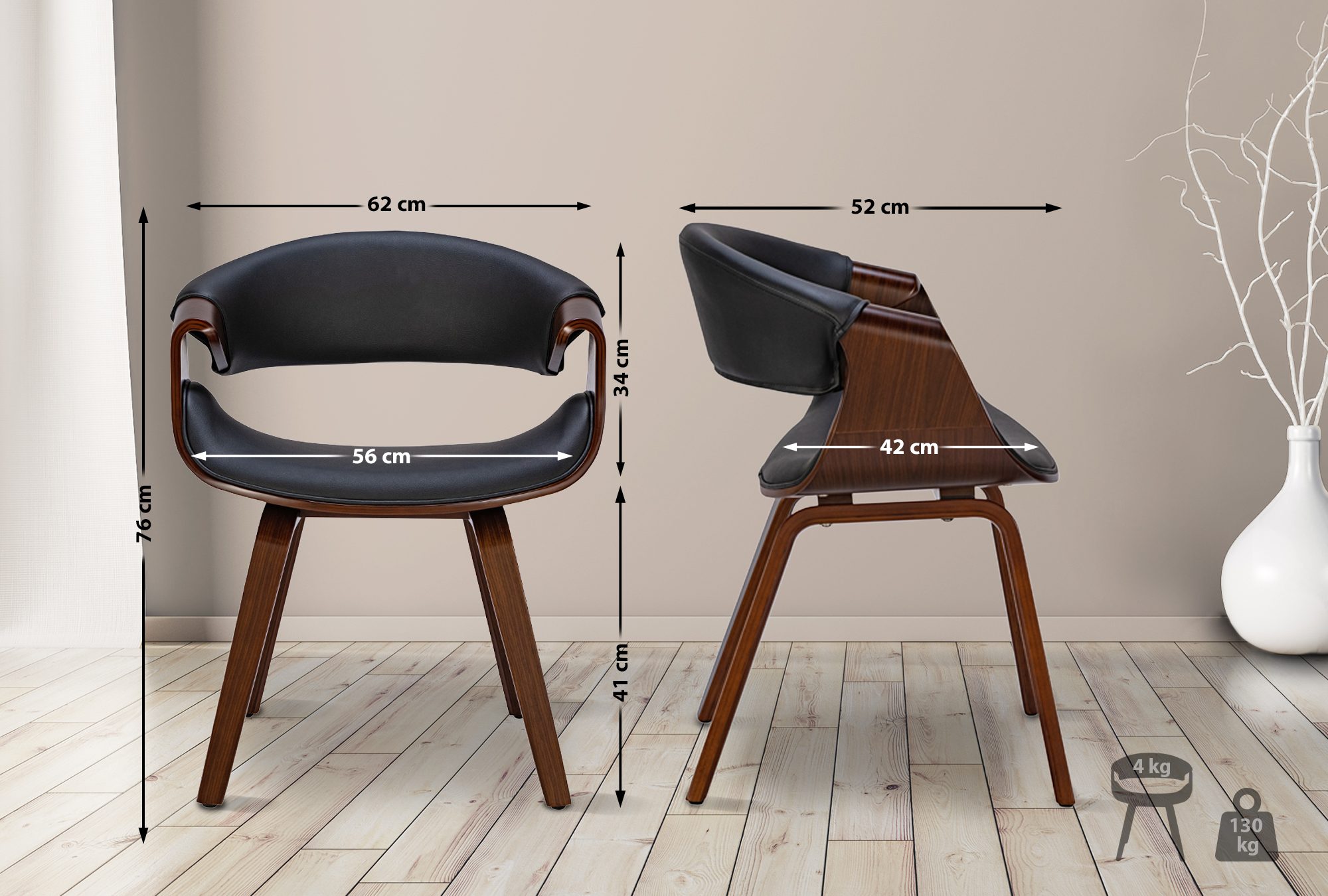 Set van 2 eetkamerstoelen Foley