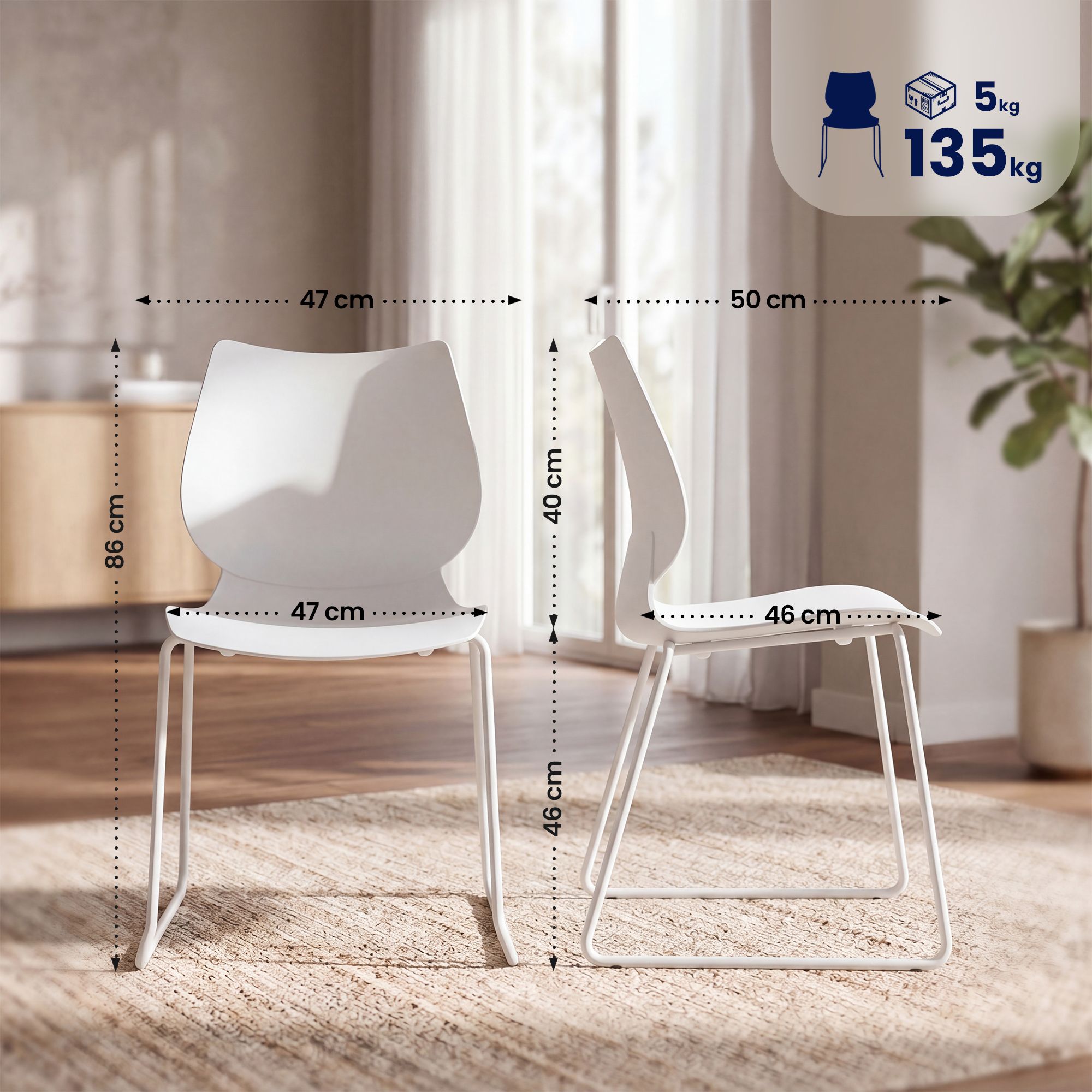 Set van 2 stapelstoelen Houma