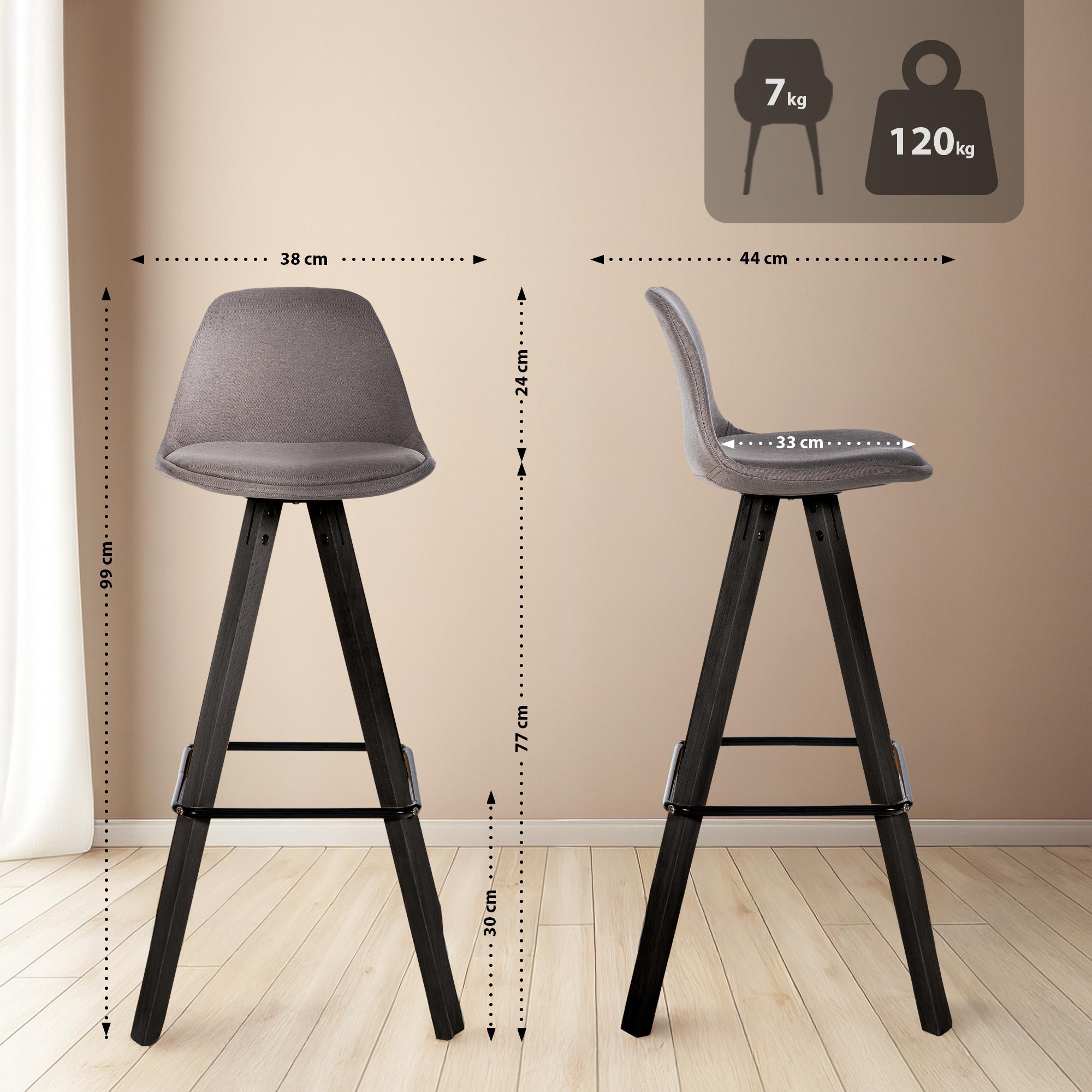 2er Set barkrukken Corbin stof Square