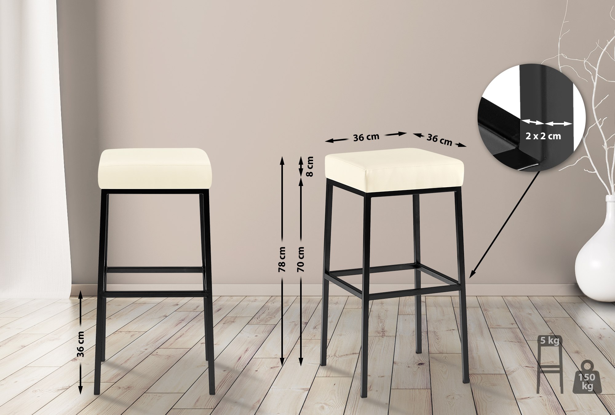 Barkruk Montreal kunstleer bekleding