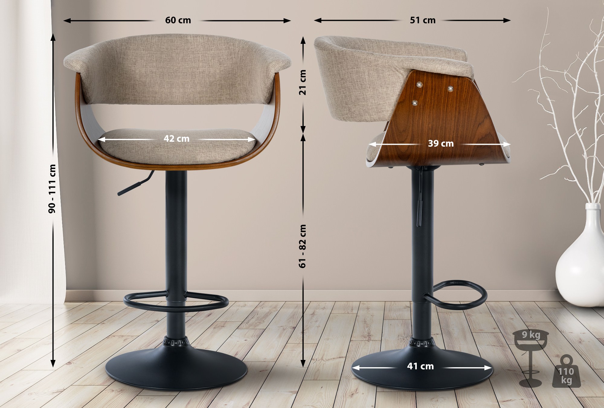 Set van 2 barkrukken Vestal