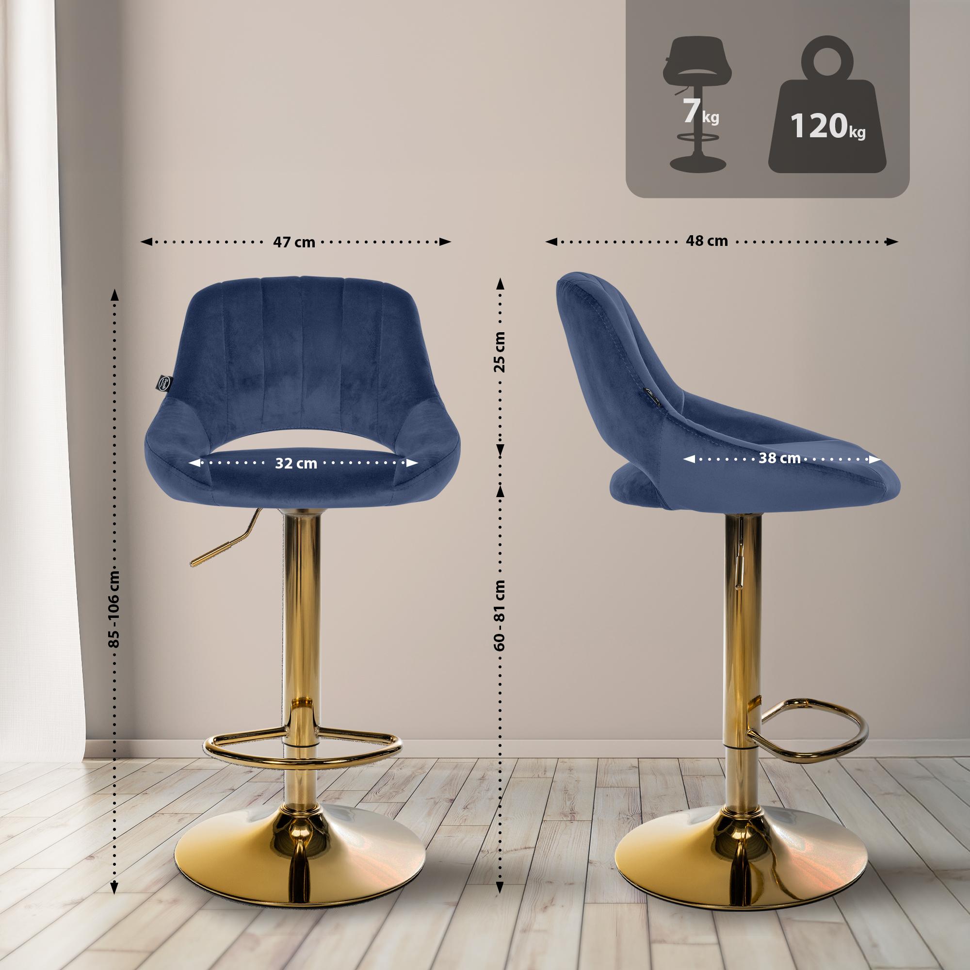 Set van 2 Barkrukken Milet Fluweel