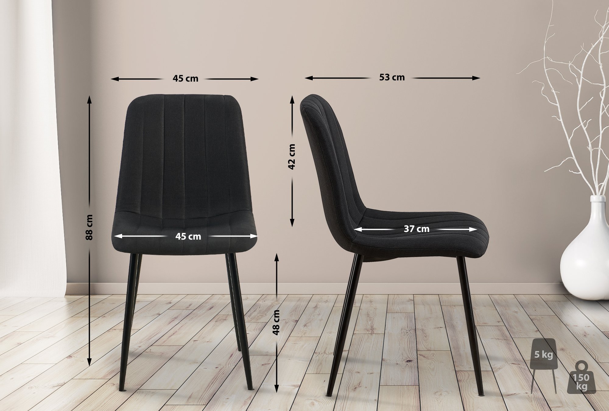 Set van 4 Dijon Eetkamerstoelen