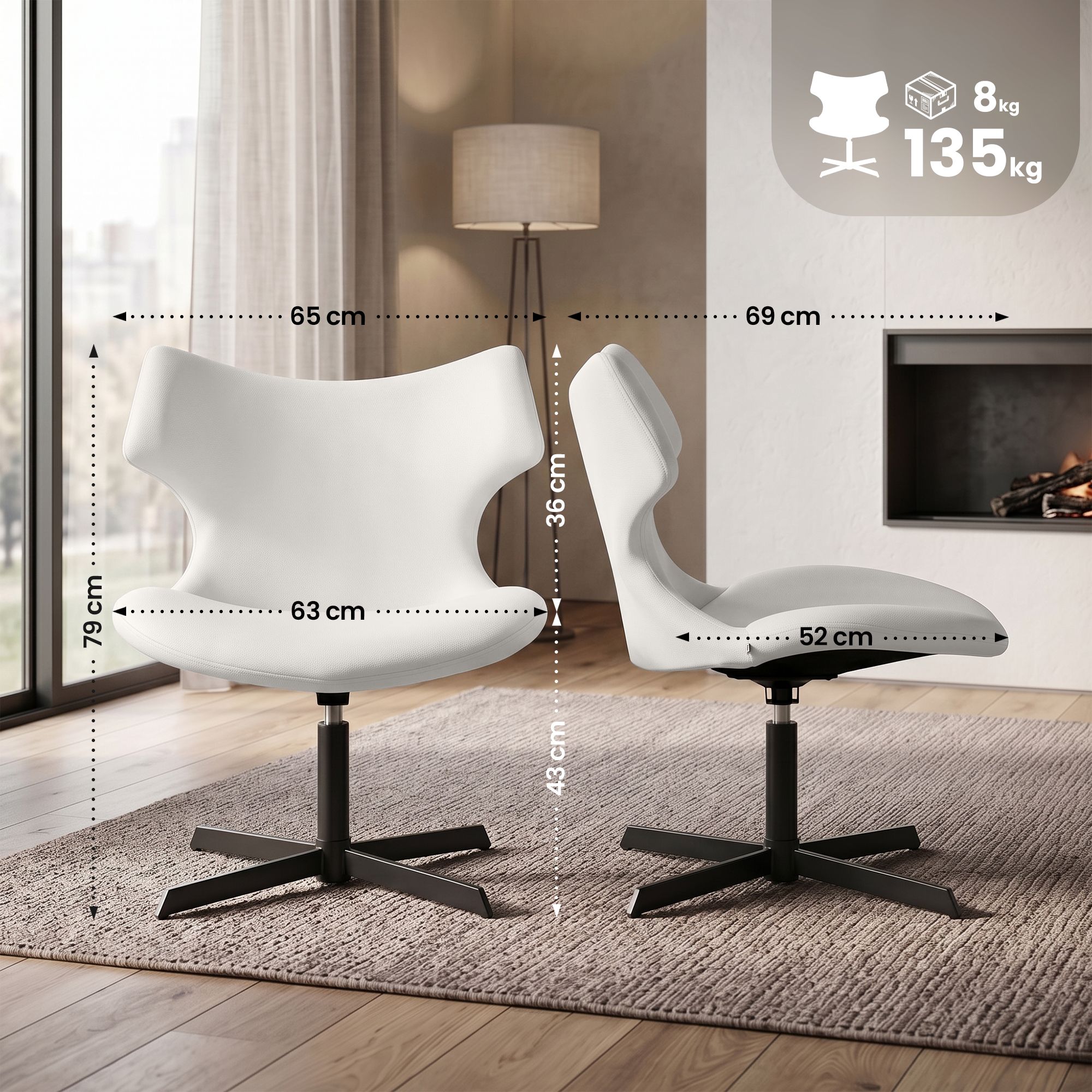 Set van 2 loungestoelen Welland - lederlook