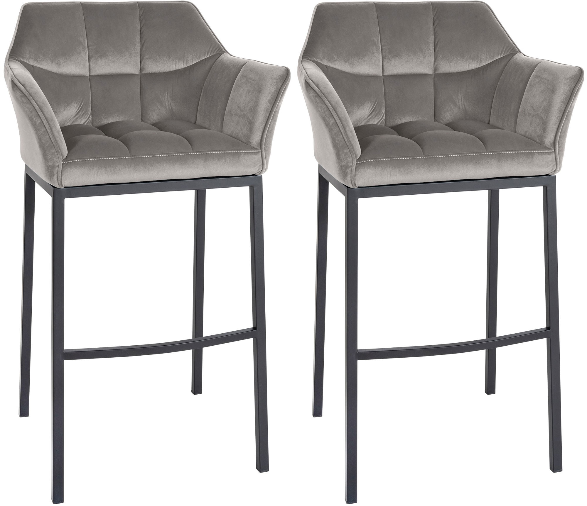2-delige set barkrukken Damaso fluweel met 4-poots frame