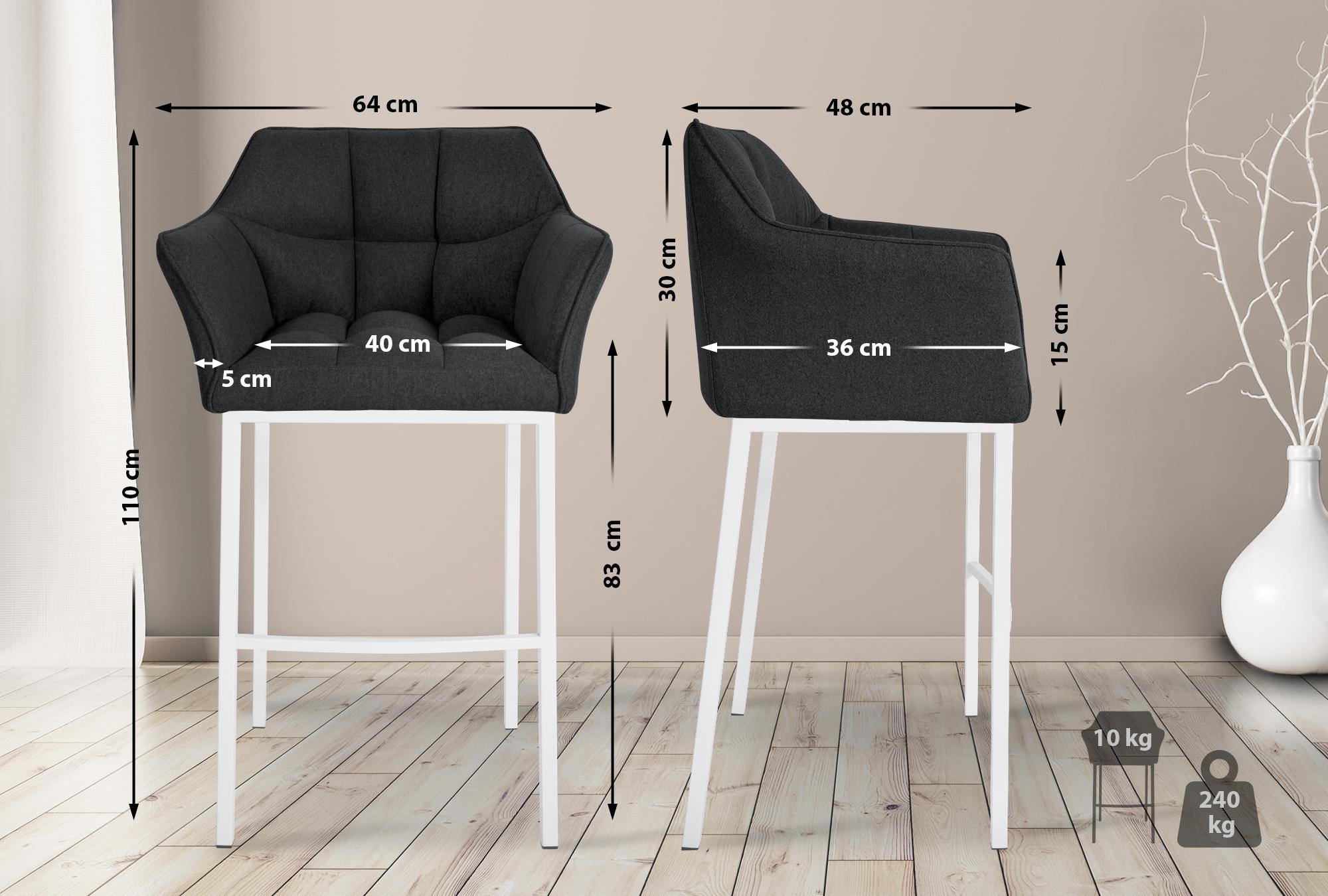 Barkruk Damaso Vilt met Vierpootsframe