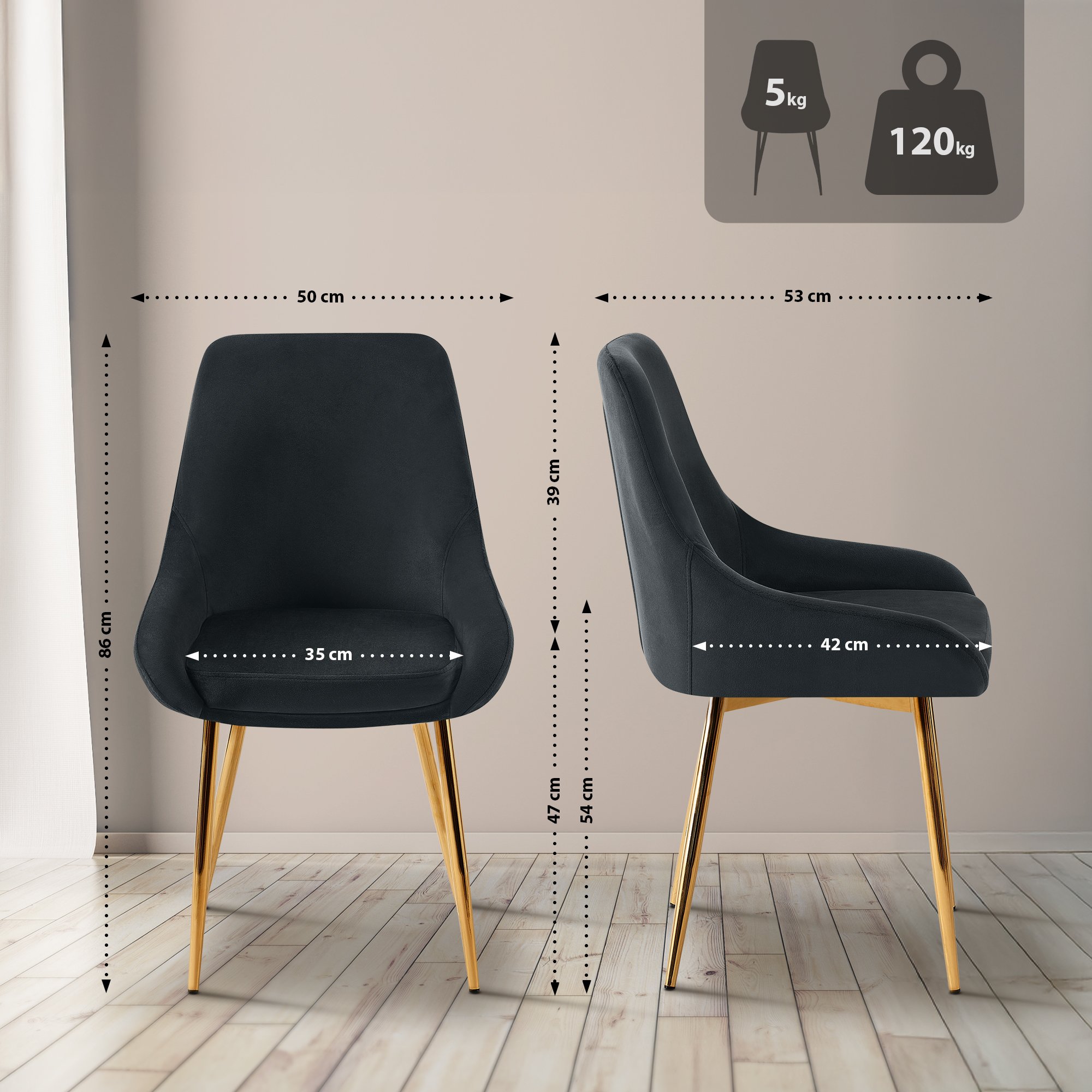 Set van 2 eetkamerstoelen Elmira
