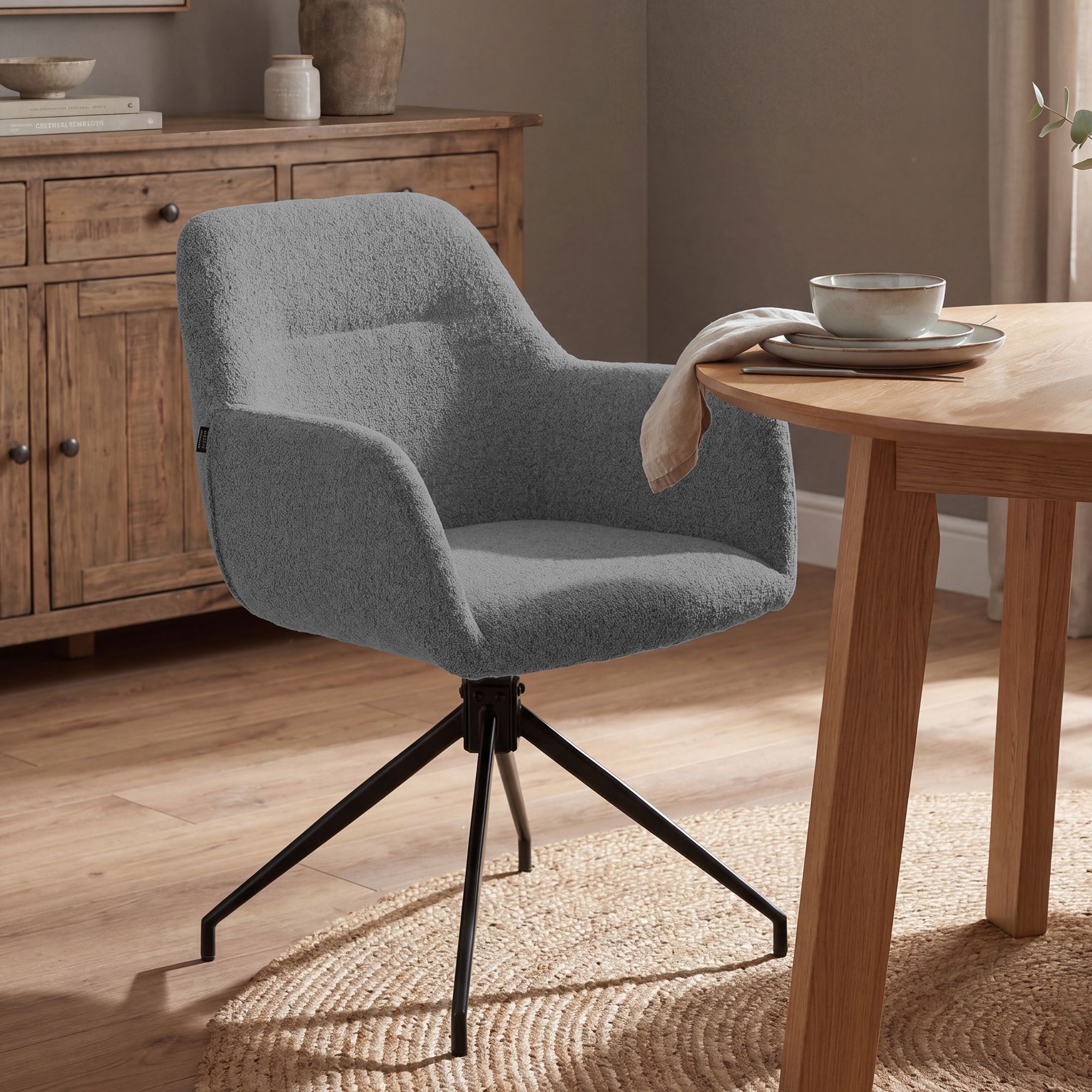 Set van 2 Eetkamerstoelen Merlinda met teddy stof