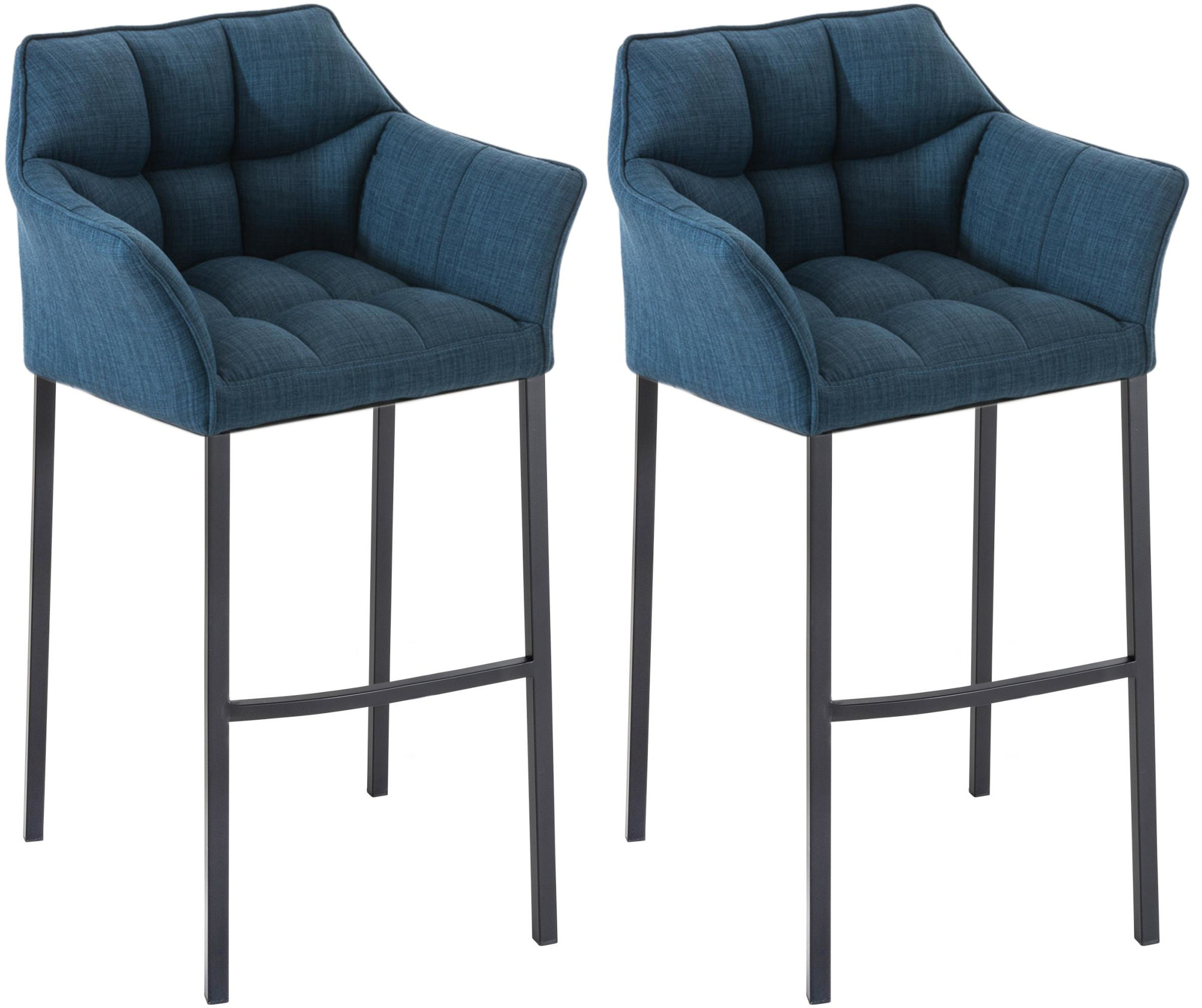 2-delige set barkrukken Damaso stof met vierpootsframe