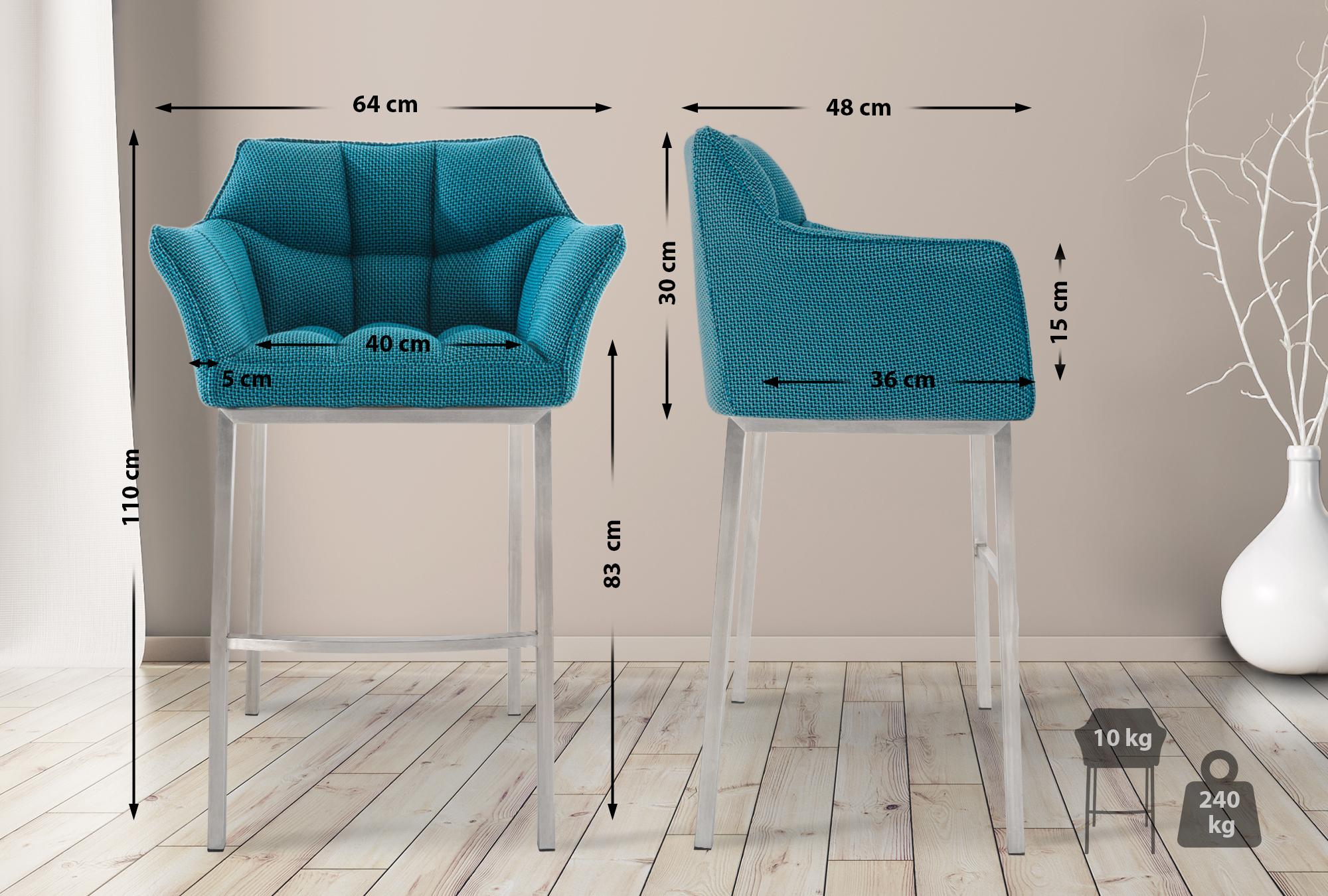 Barkruk Damaso Stof met Vierpootsframe