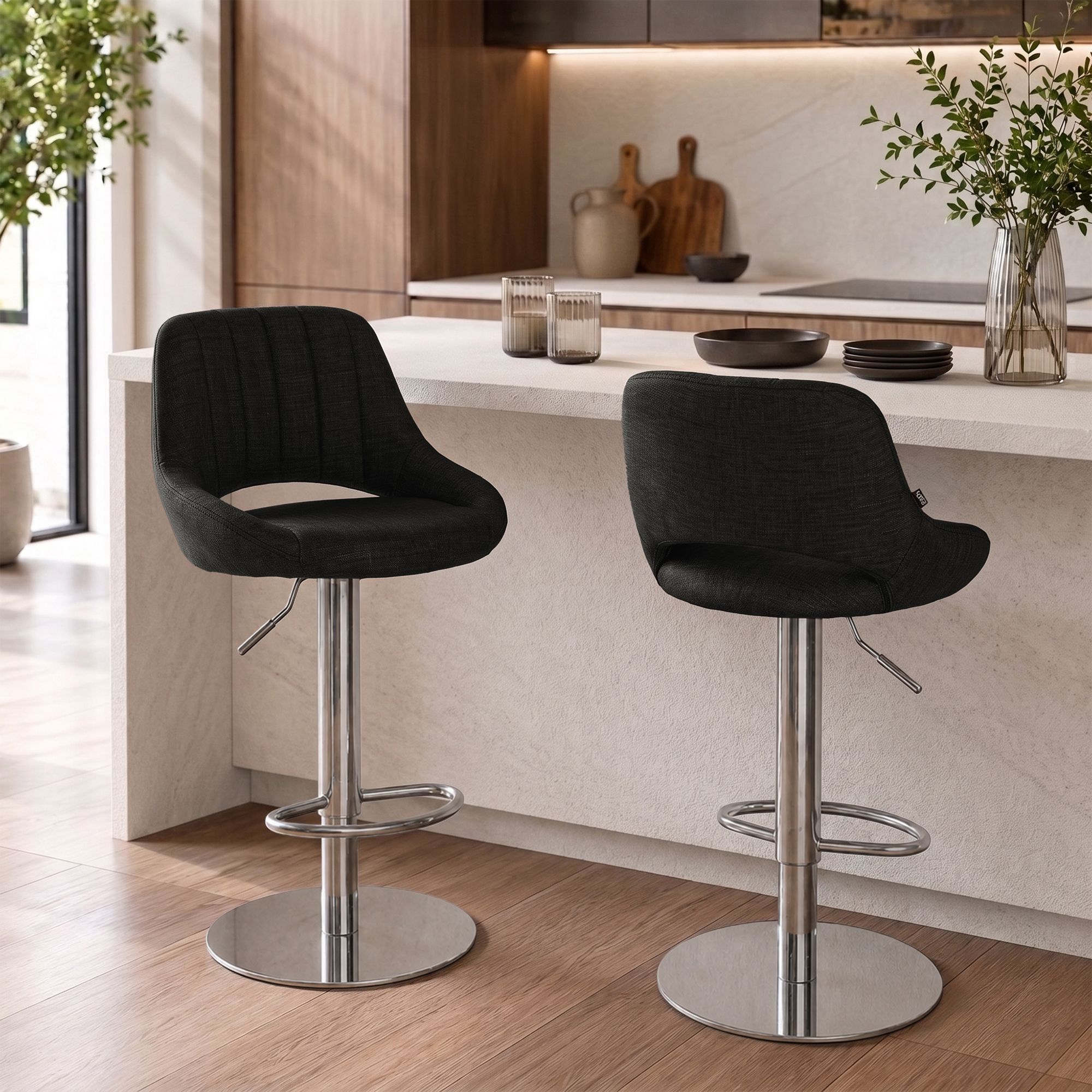 Set van 2 barkrukken Milet chroom met extra zware voet