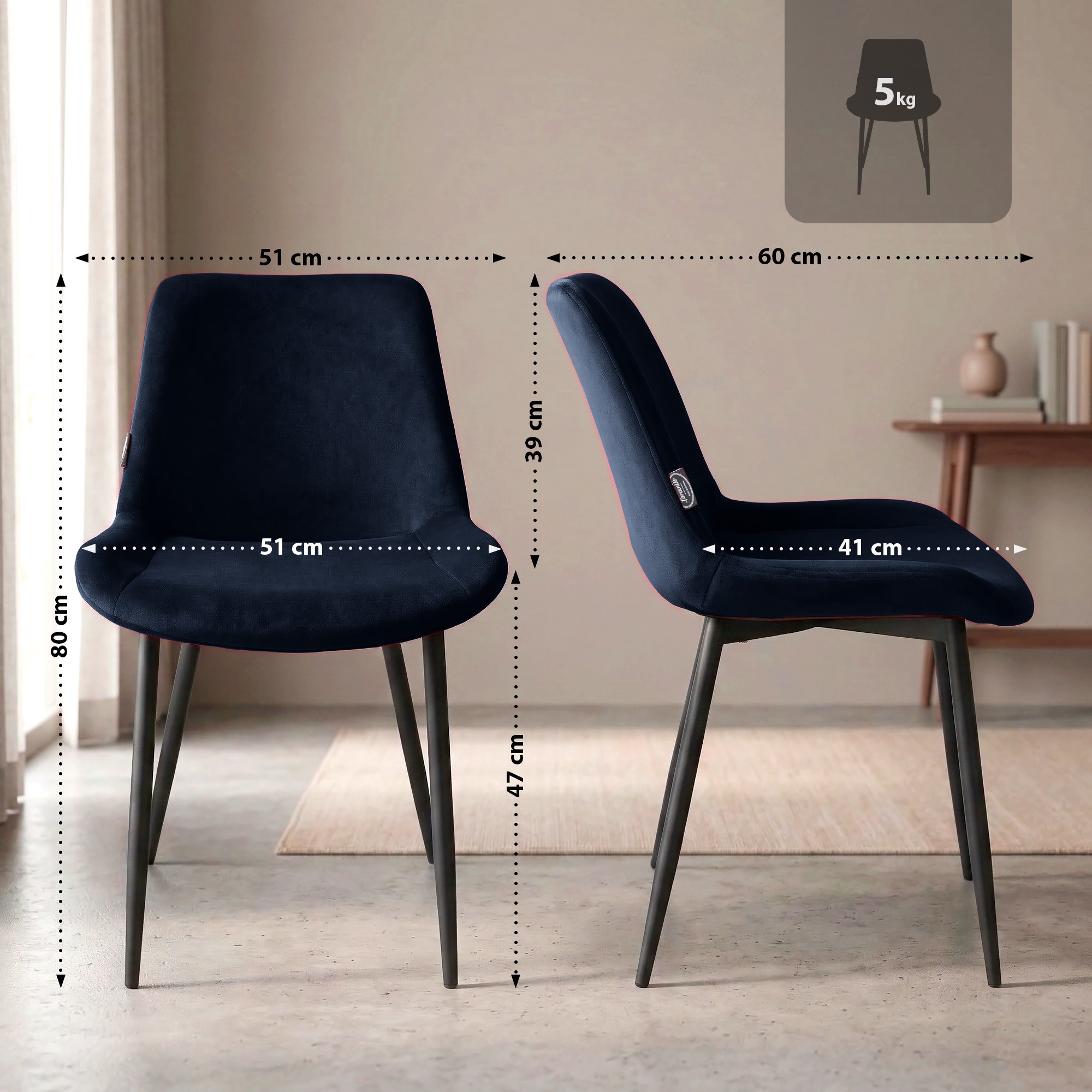 Victoria Eetkamerstoelen Fluweel - Set van 4