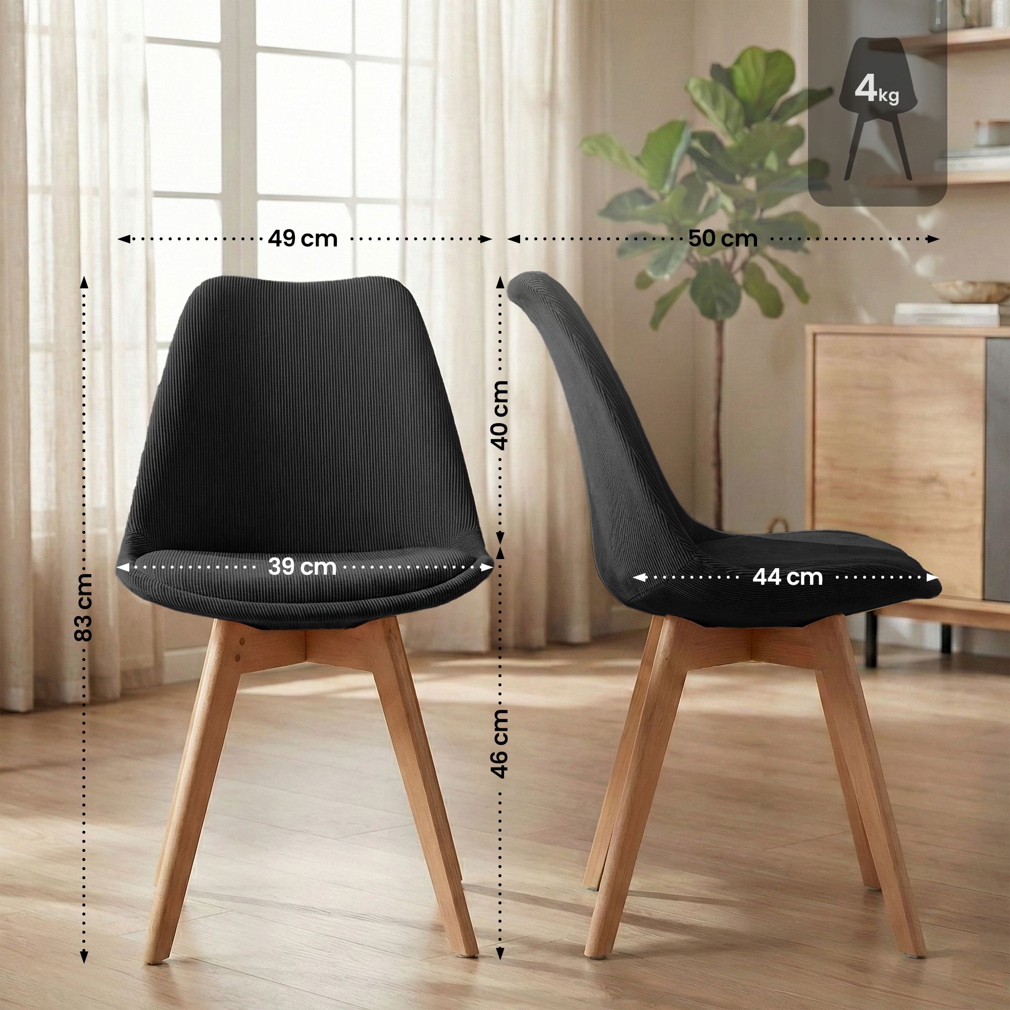 4-delige set Linares eetkamerstoelen