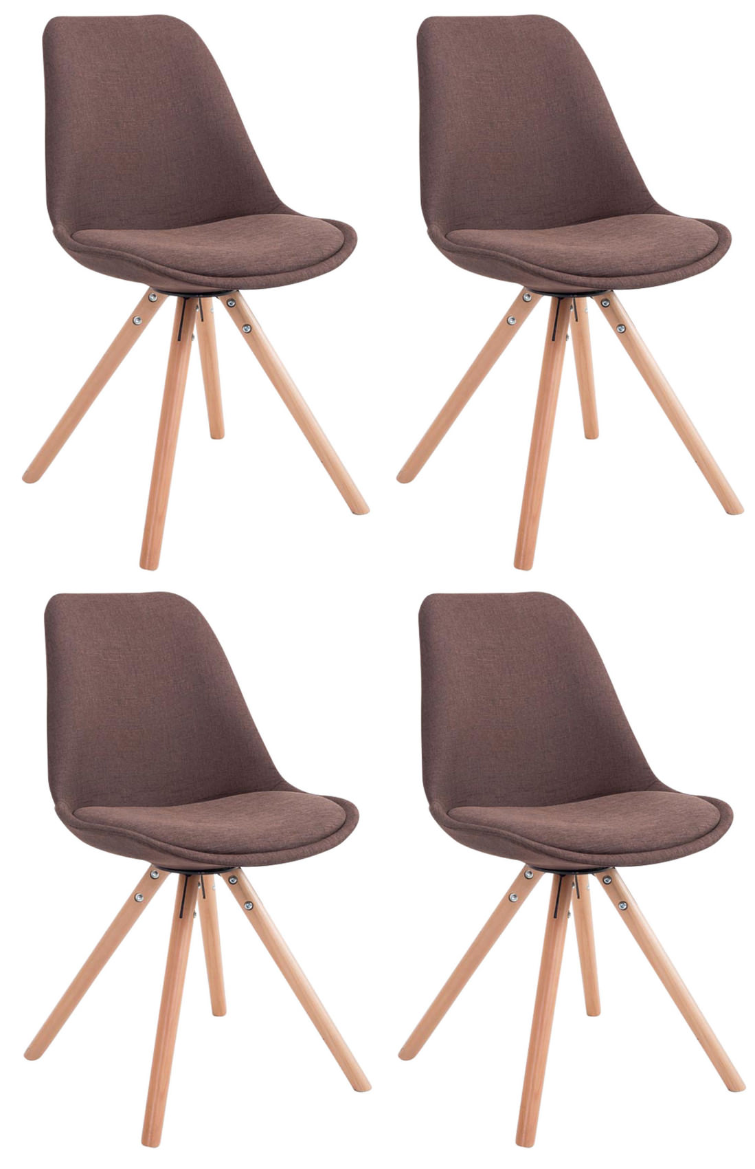 Set van 4 eetkamerstoelen Toulouse stof rond
