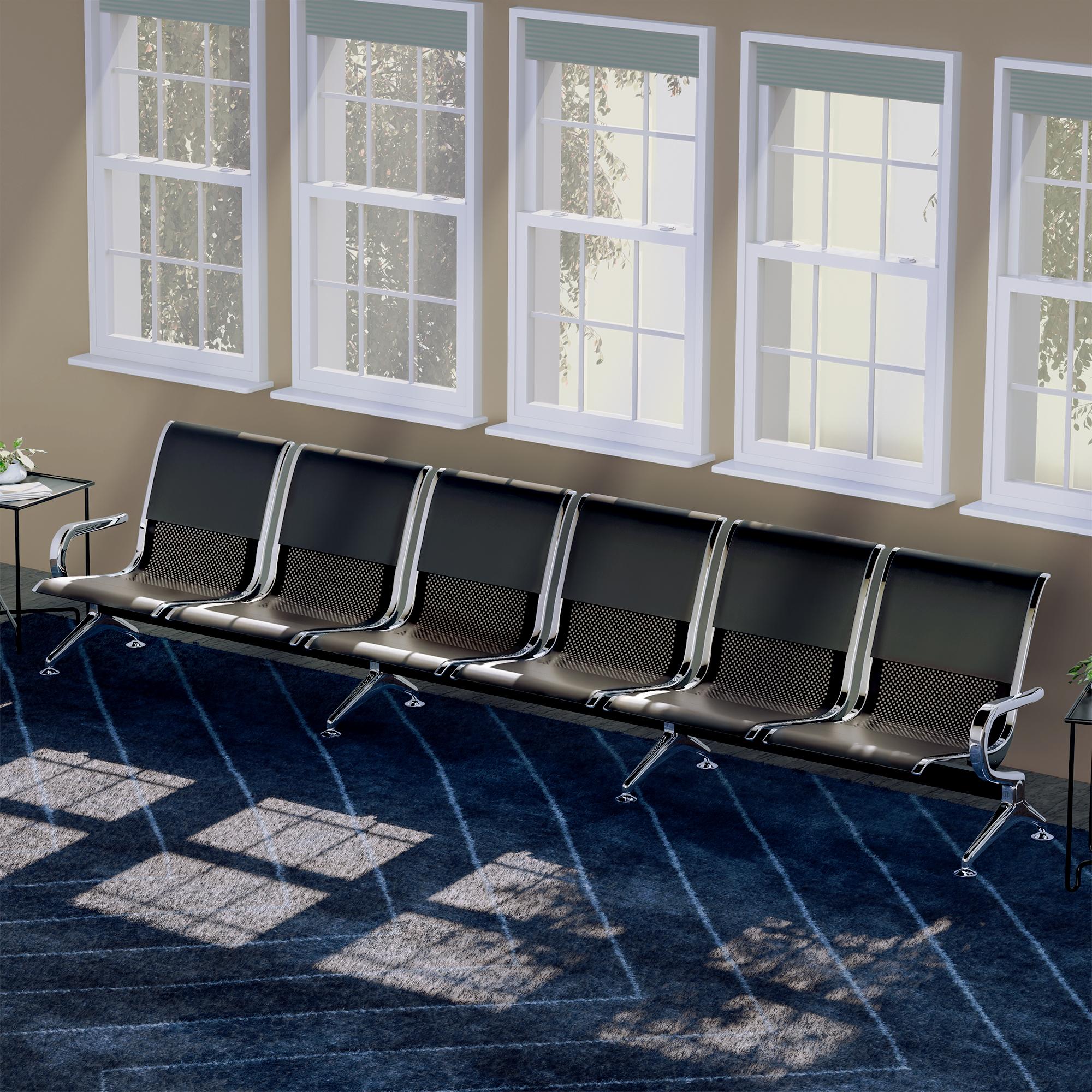 6-persoons wachtbank Airport kunstleer