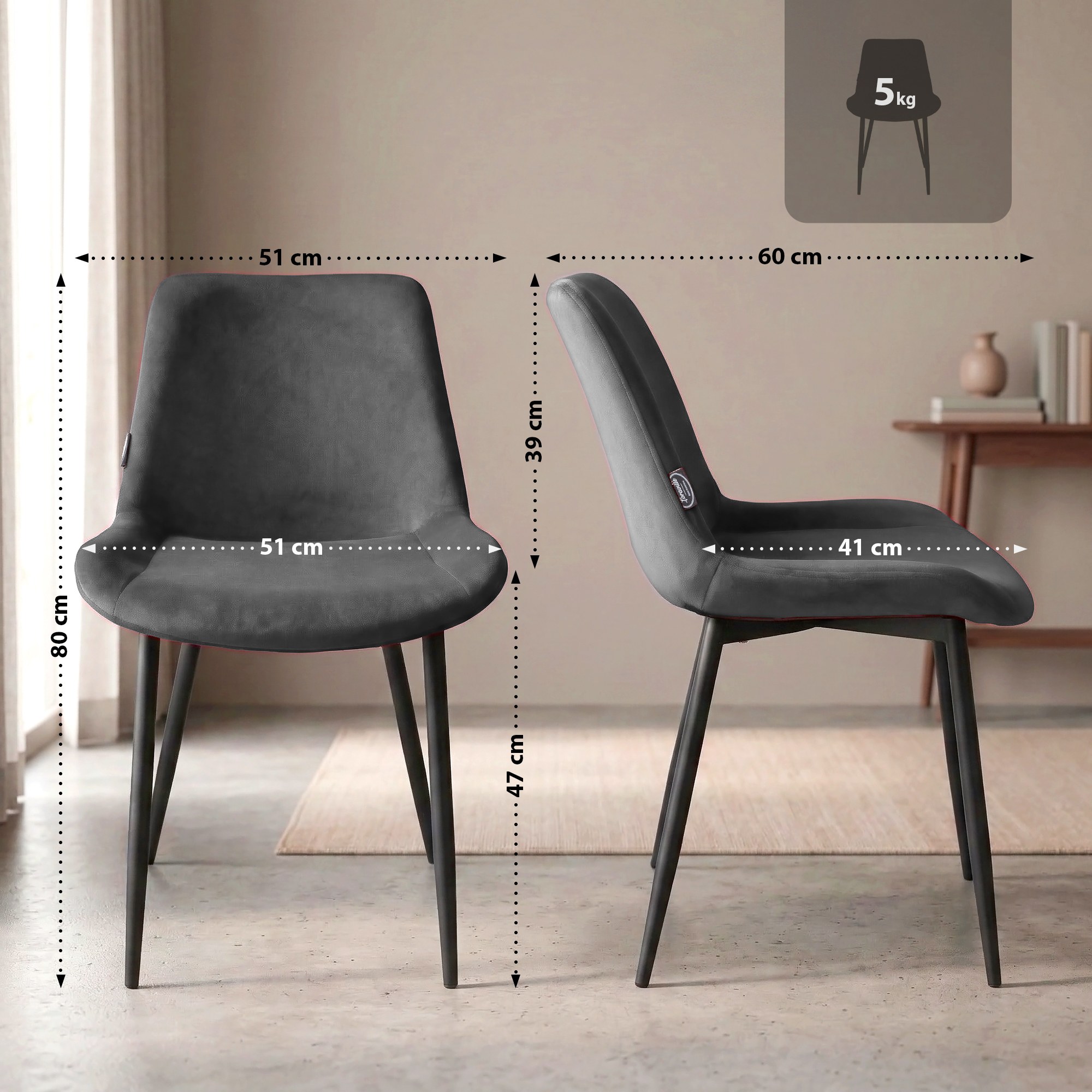 Victoria Eetkamerstoelen Fluweel - Set van 4