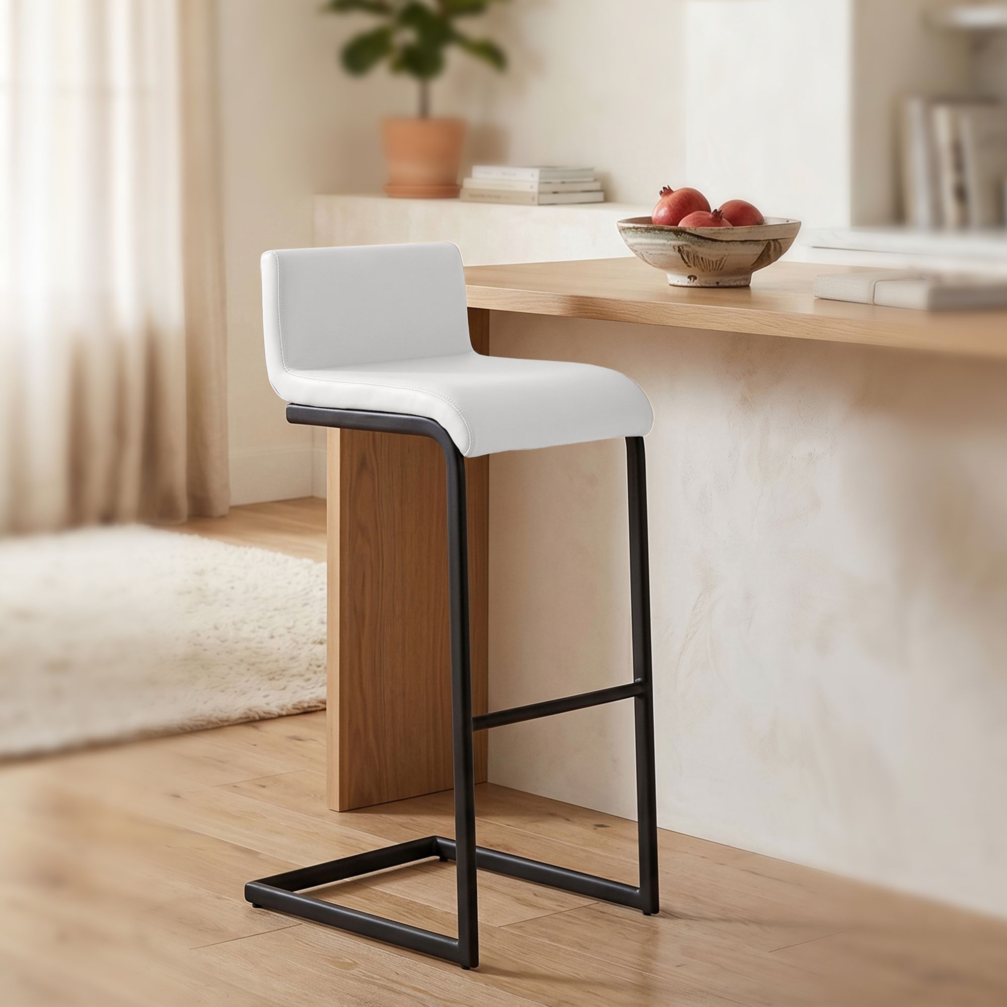 2-delige set barstoelen Newport zwart metalen frame