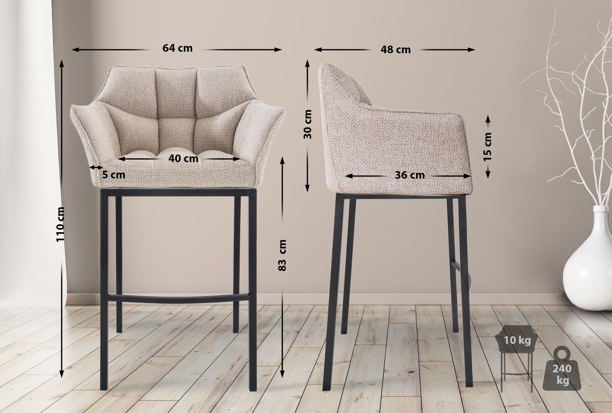 Barkruk Damaso Stof met Vierpootsframe