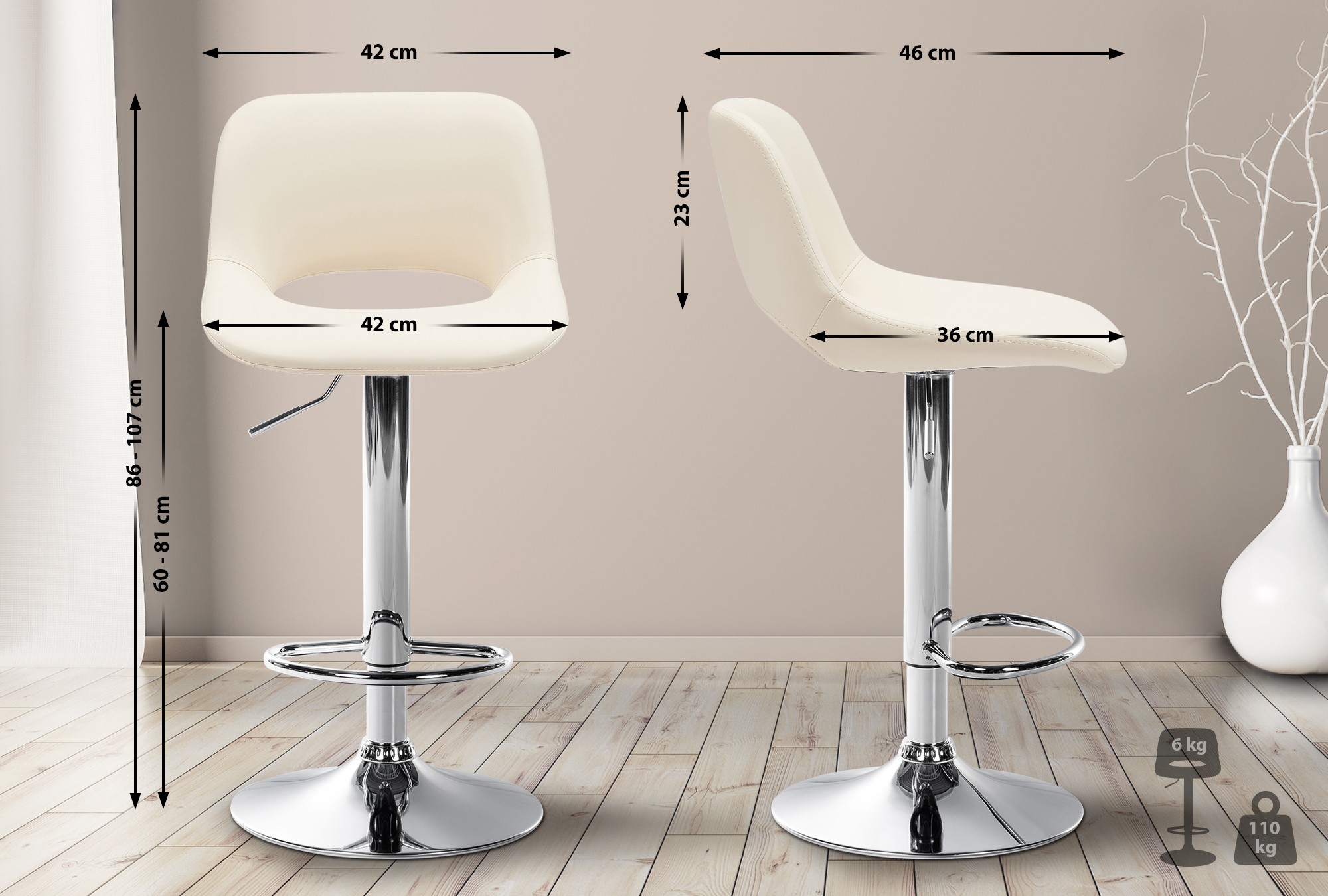 Set van 2 barkrukken Camden kunstleer