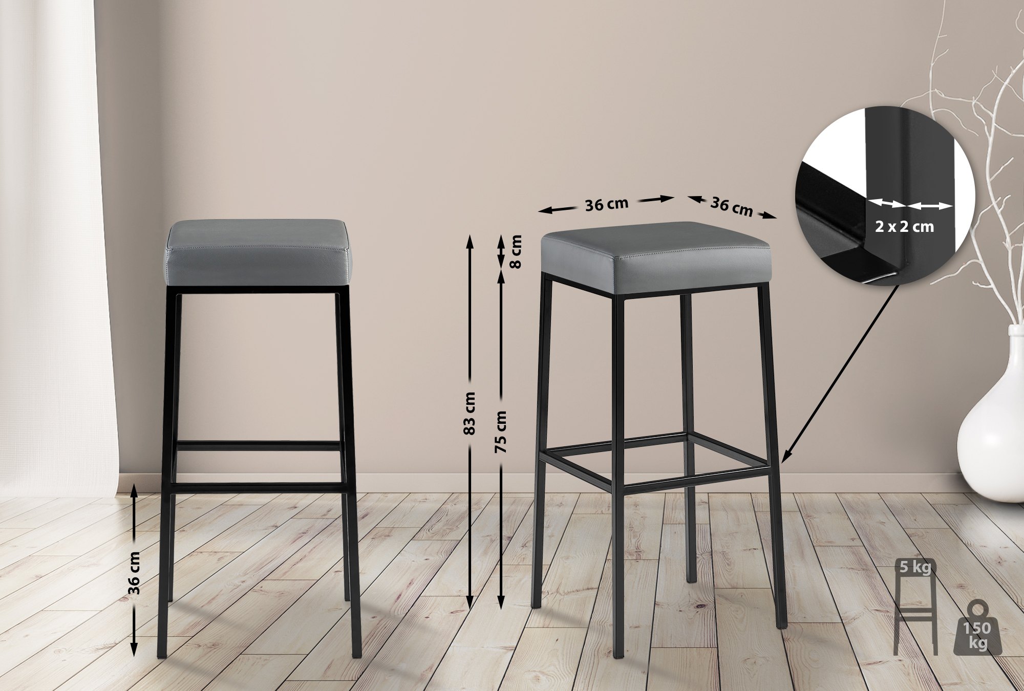 Montreal barstoel met kunstleren bekleding