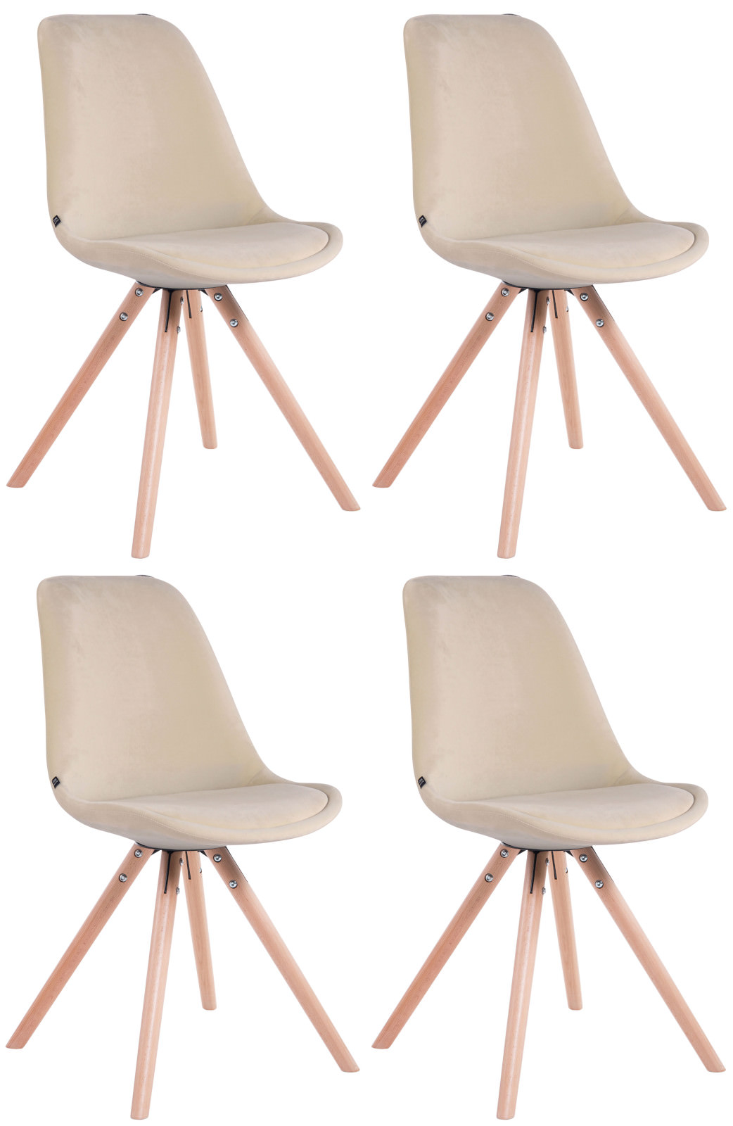 Set van 4 Stoelen Toulouse Rond frame - Fluweel