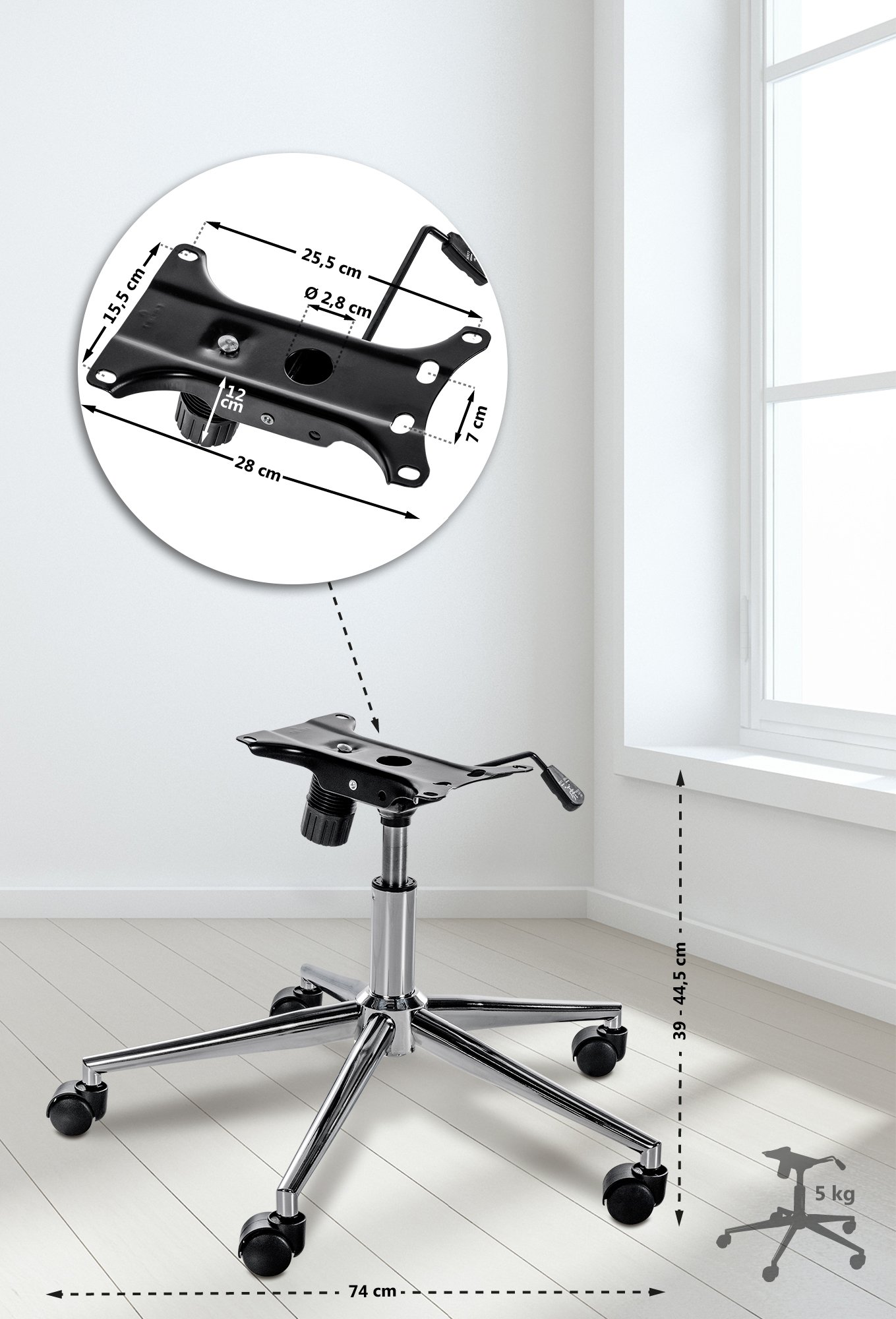 Vervangend frame voor bureaustoelen
