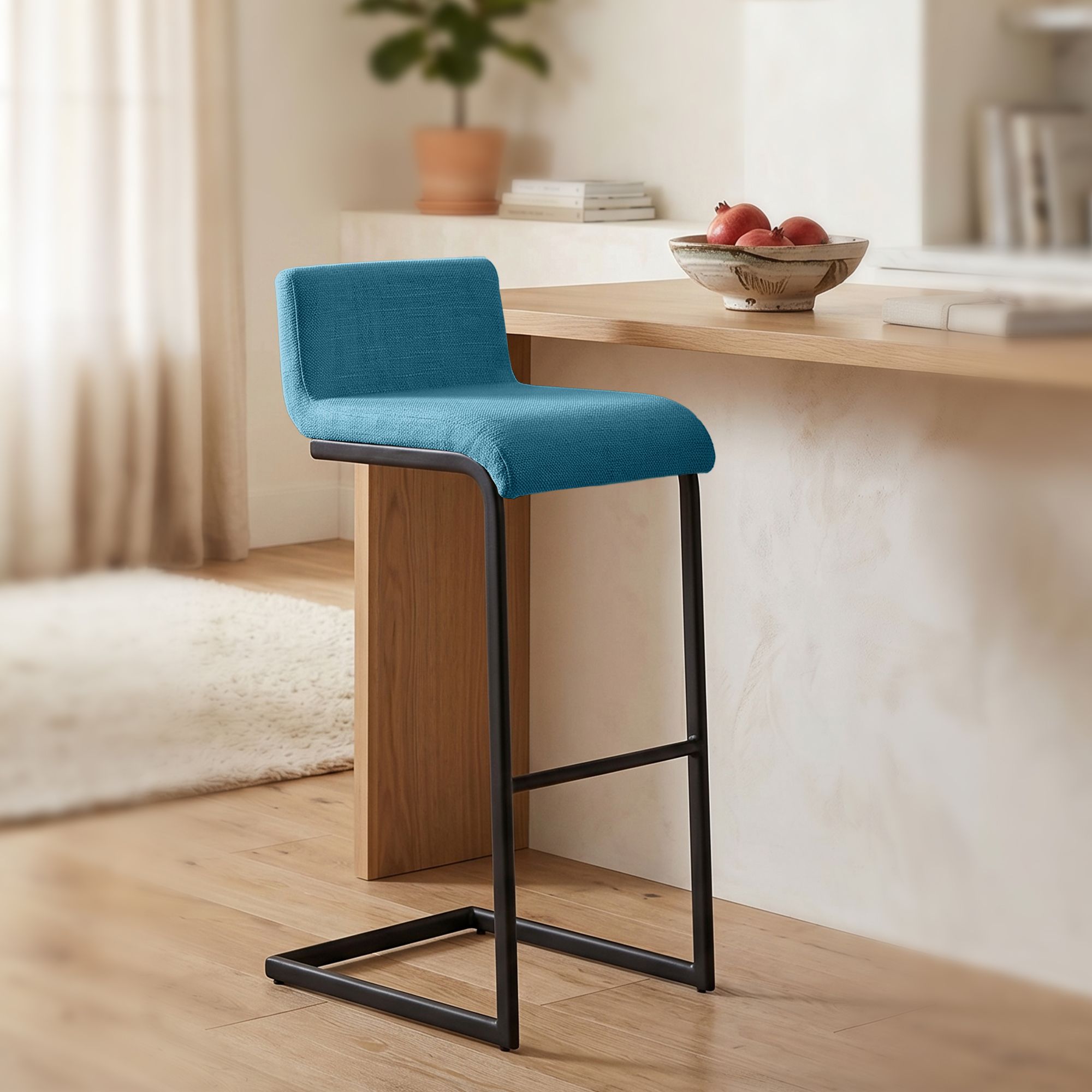2-delige set barstoelen Newport zwart metalen frame