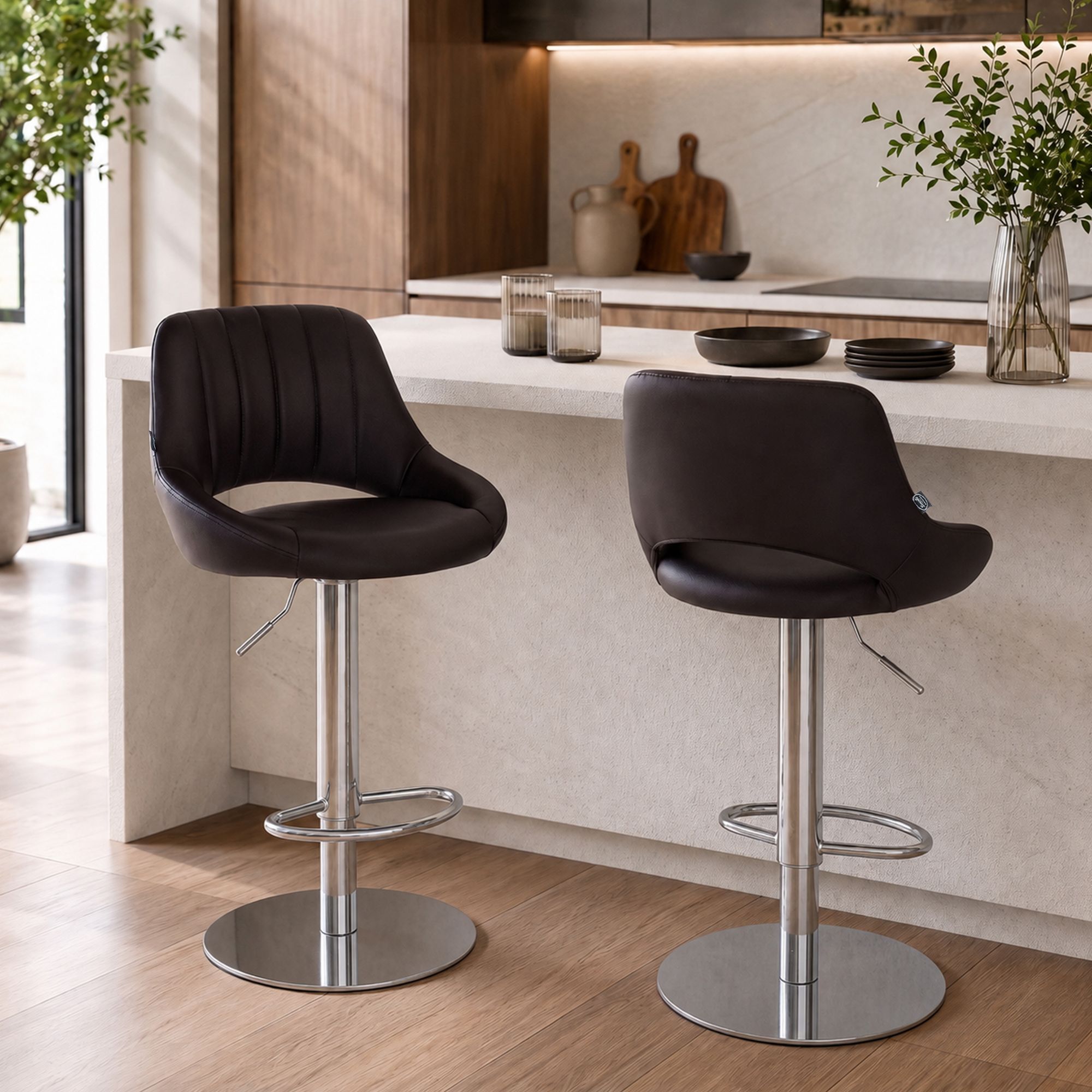 Set van 2 barkrukken Milet chroom met extra zware voet