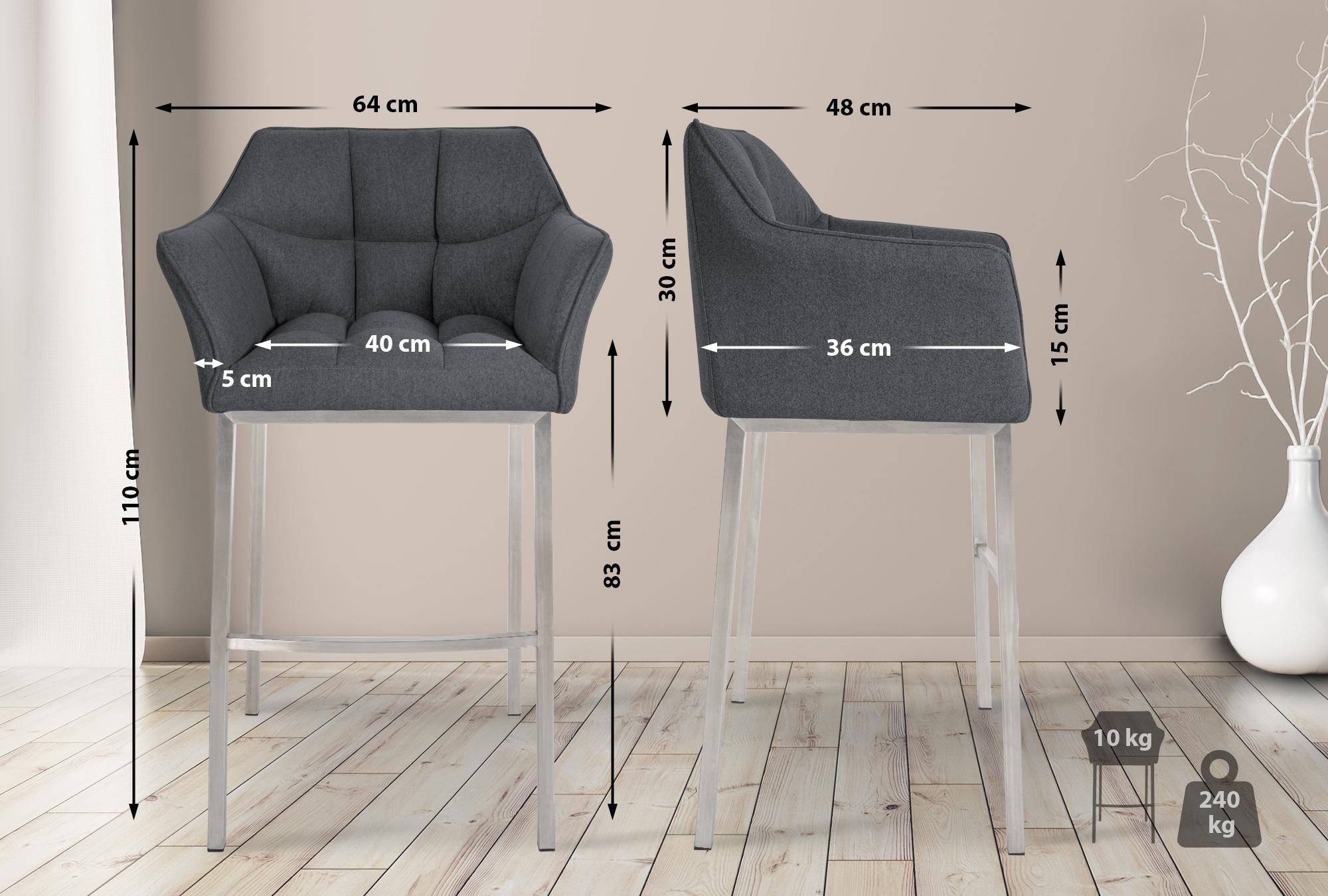 Barkruk Damaso Vilt met Vierpootsframe