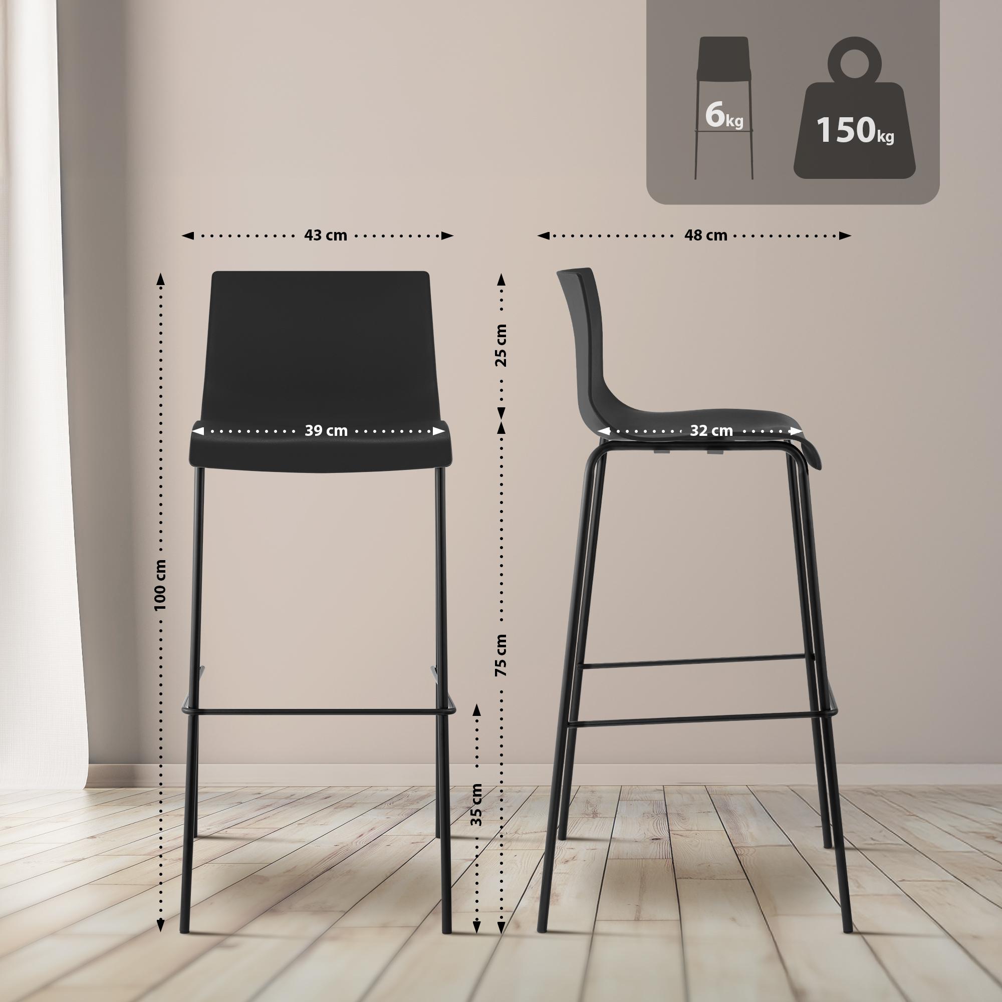 Barkruk Hover kunststof 4-potig frame