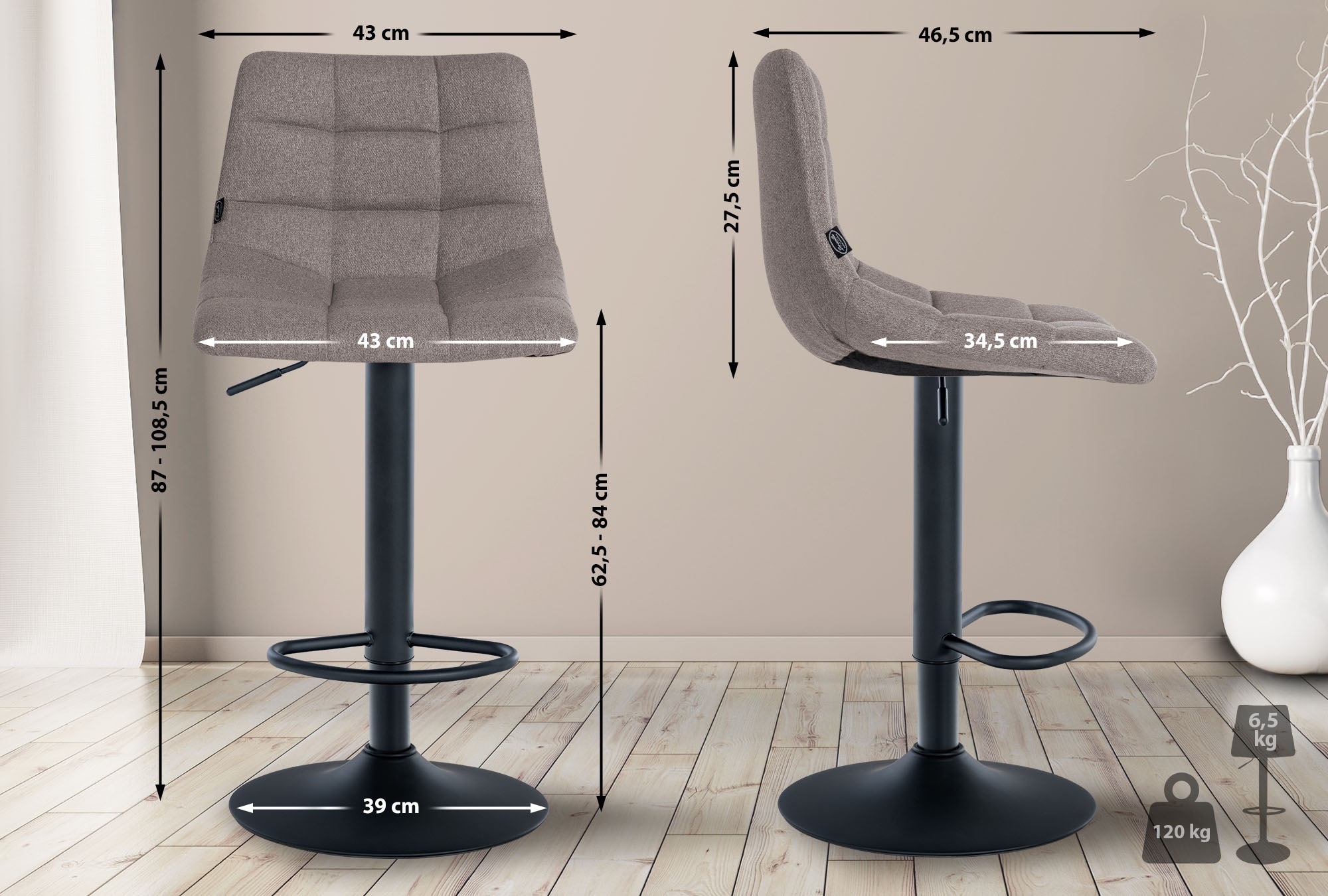 Set van 2 barkrukken Jerry stof