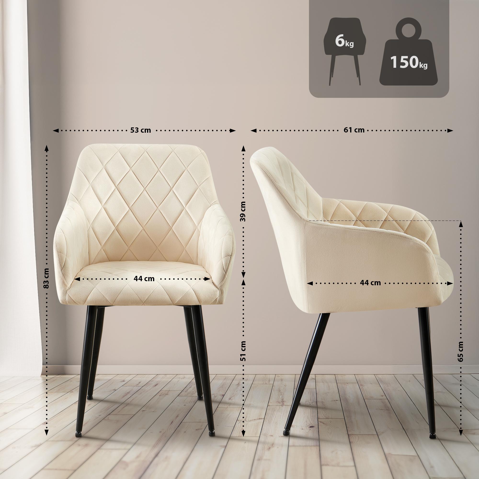 Set van 2 eetkamerstoelen Monett fluweel