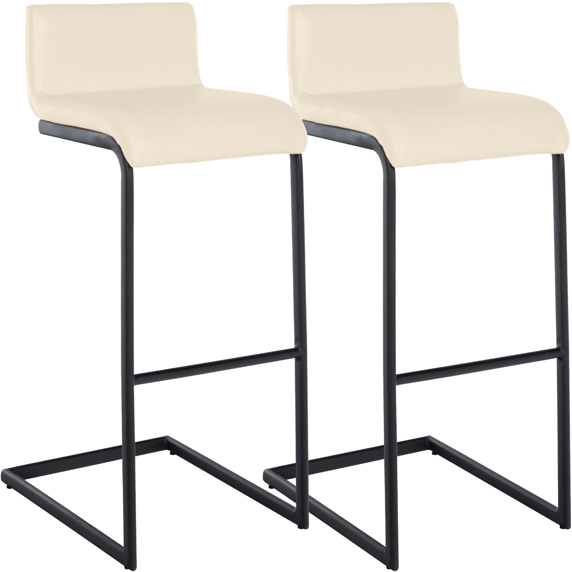 2-delige set barstoelen Newport zwart metalen frame