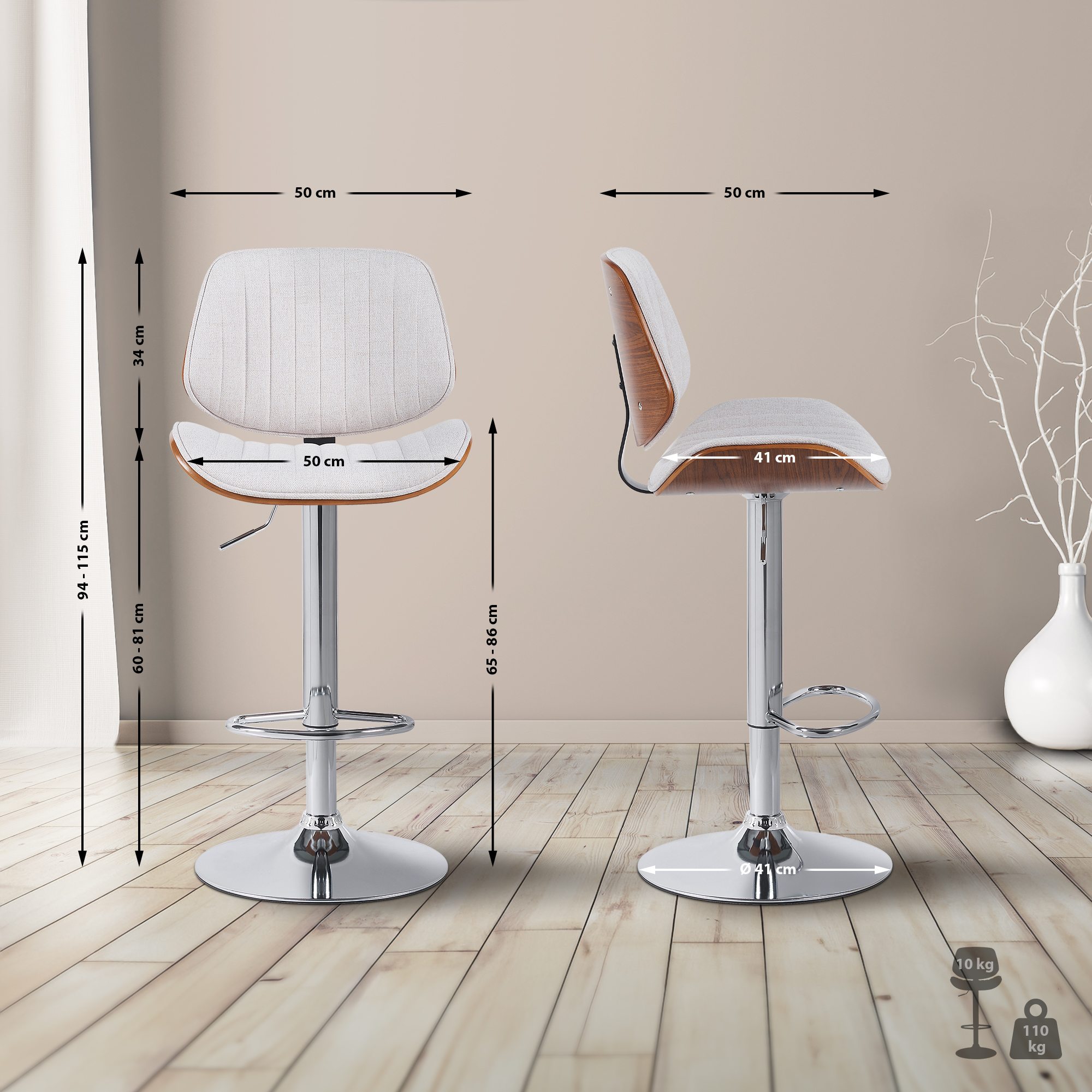Set van 2 barkrukken Clawson stof