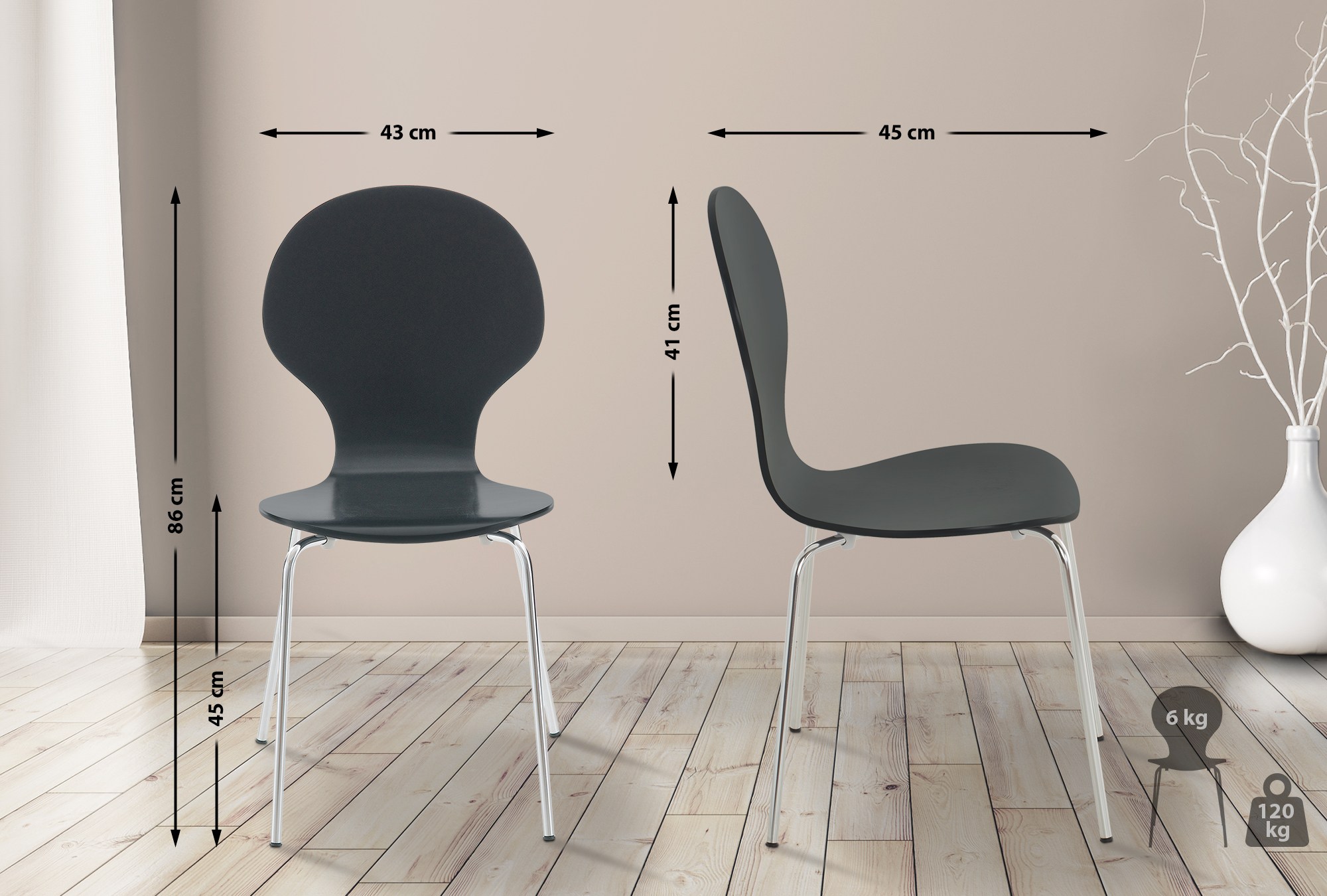 Set van 2 stapelstoelen Diego