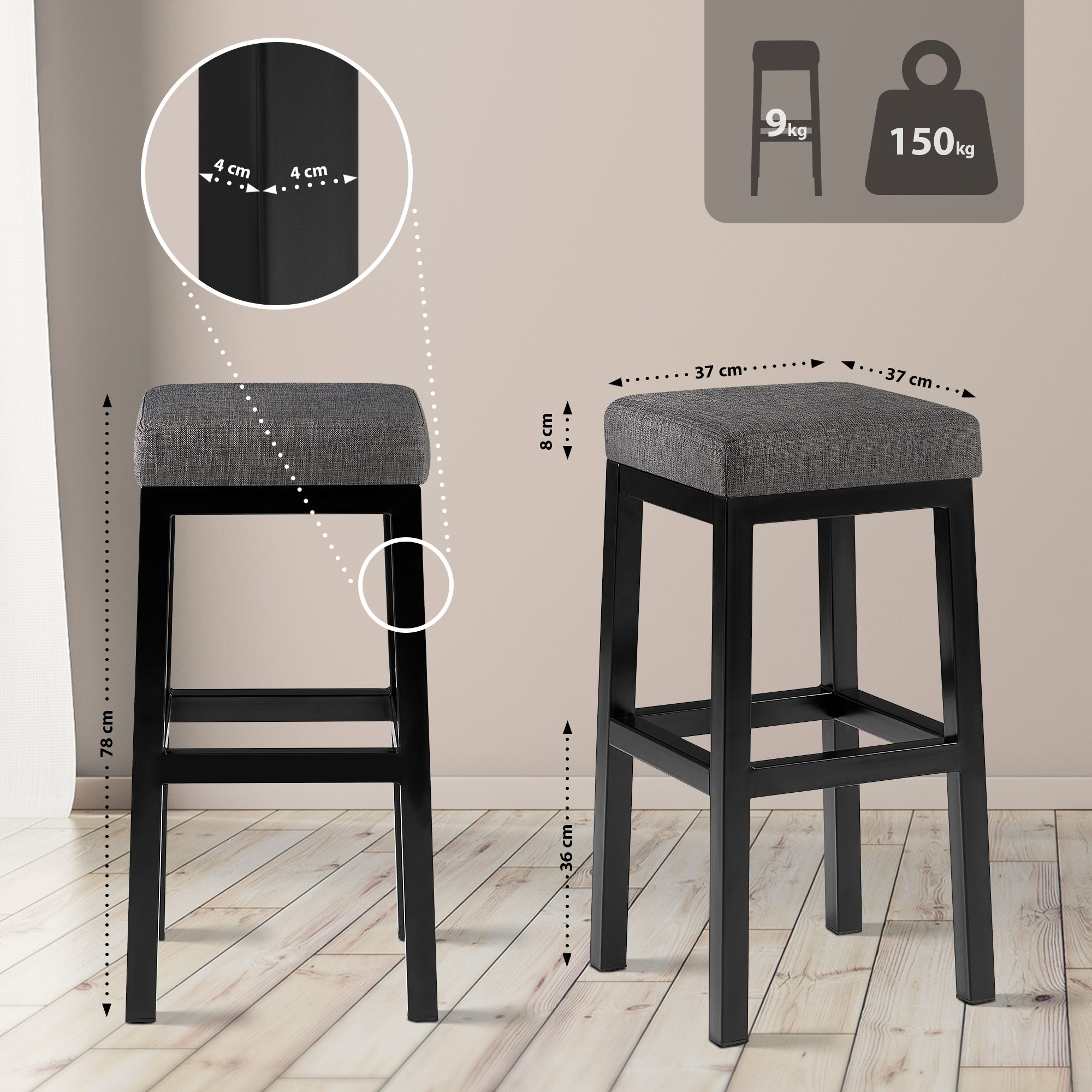 Barkruk Taylor Zithoogte 78 cm  stof