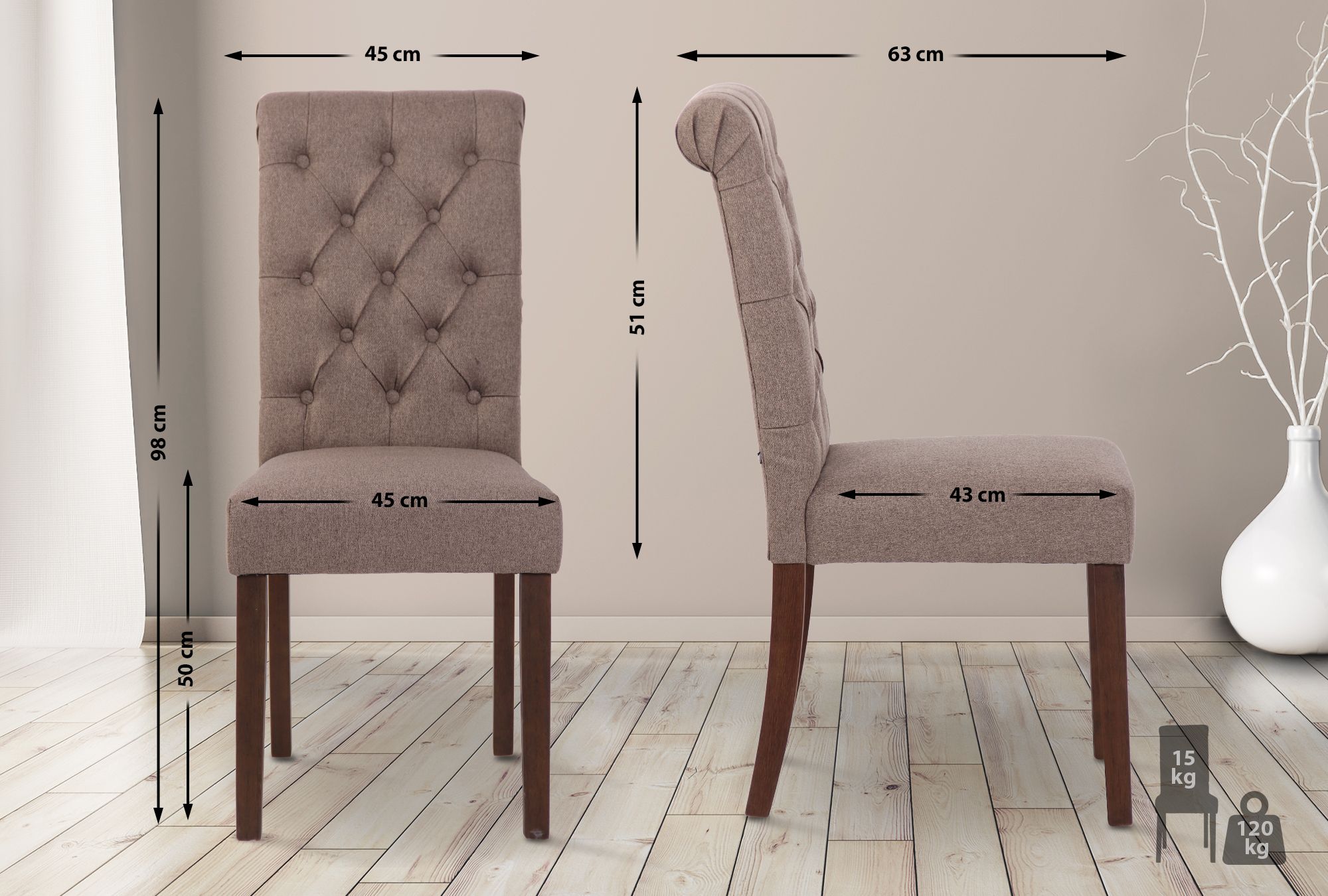 Set van 2 Lisburn eetkamerstoelen