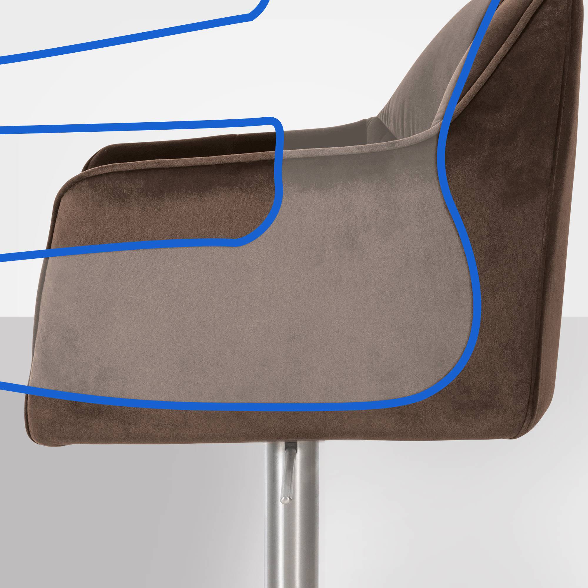 Set van 2 barkrukken Damaso met fluwelen bekleding