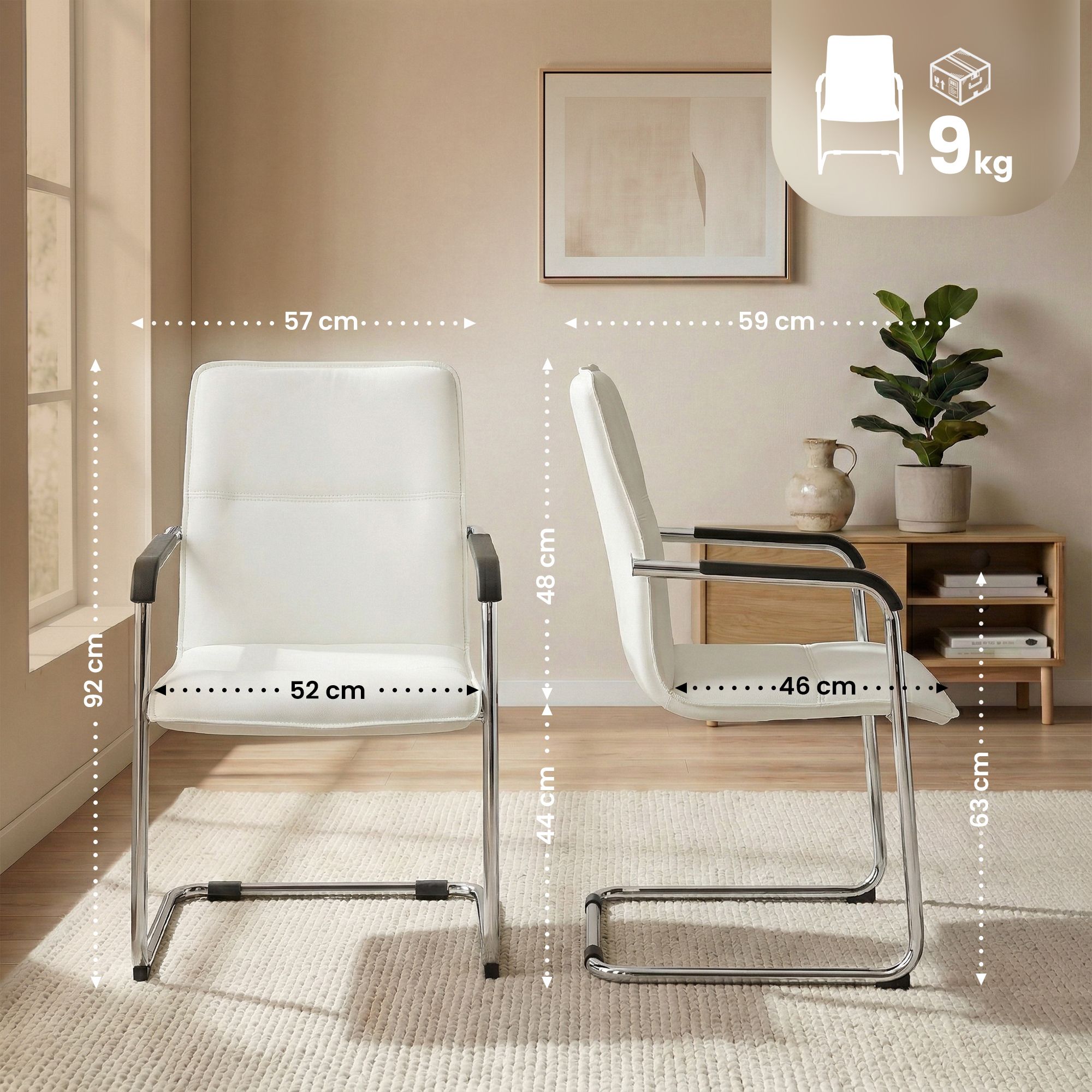 2-delige set sledestoelen Seattle van kunstleer