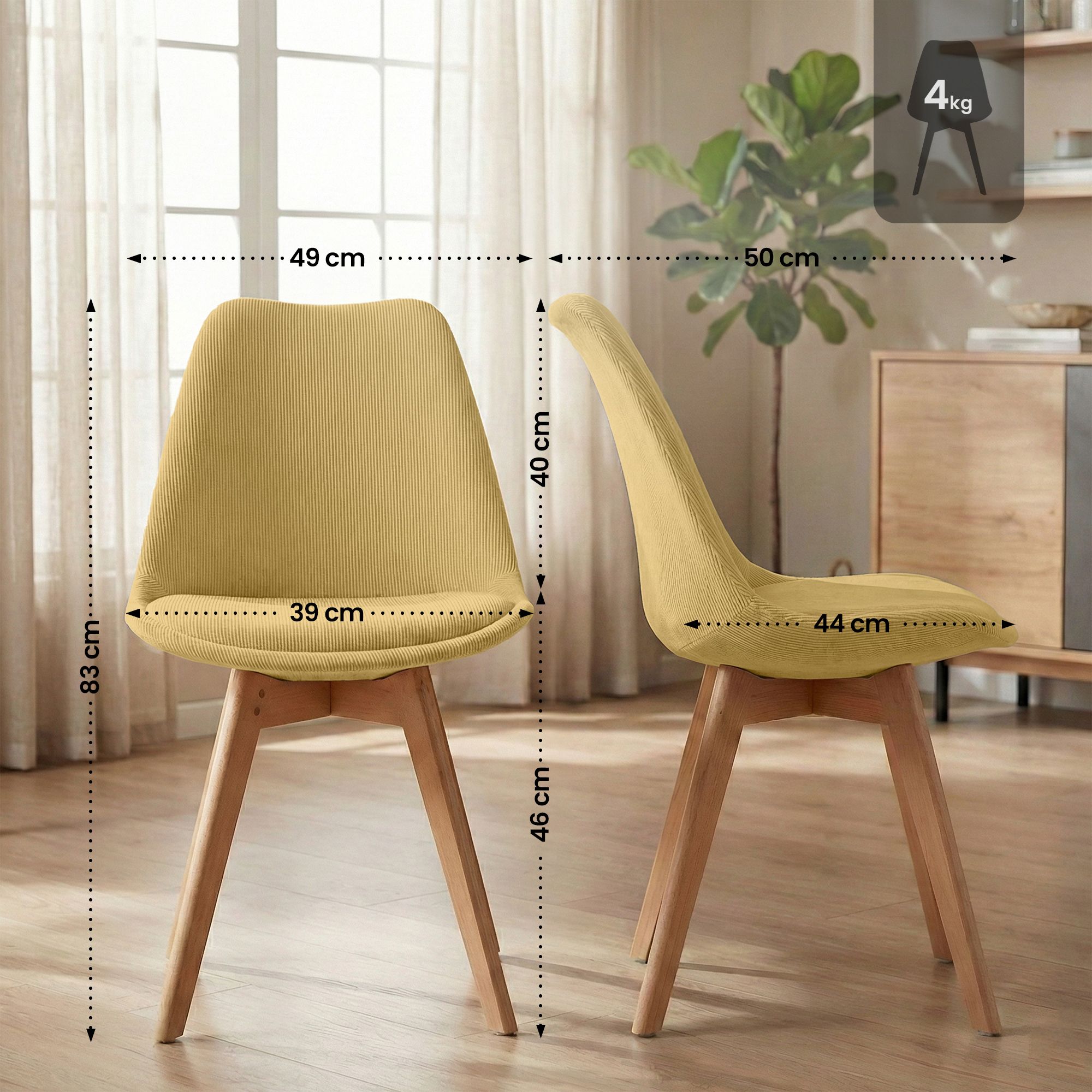 4-delige set Linares eetkamerstoelen