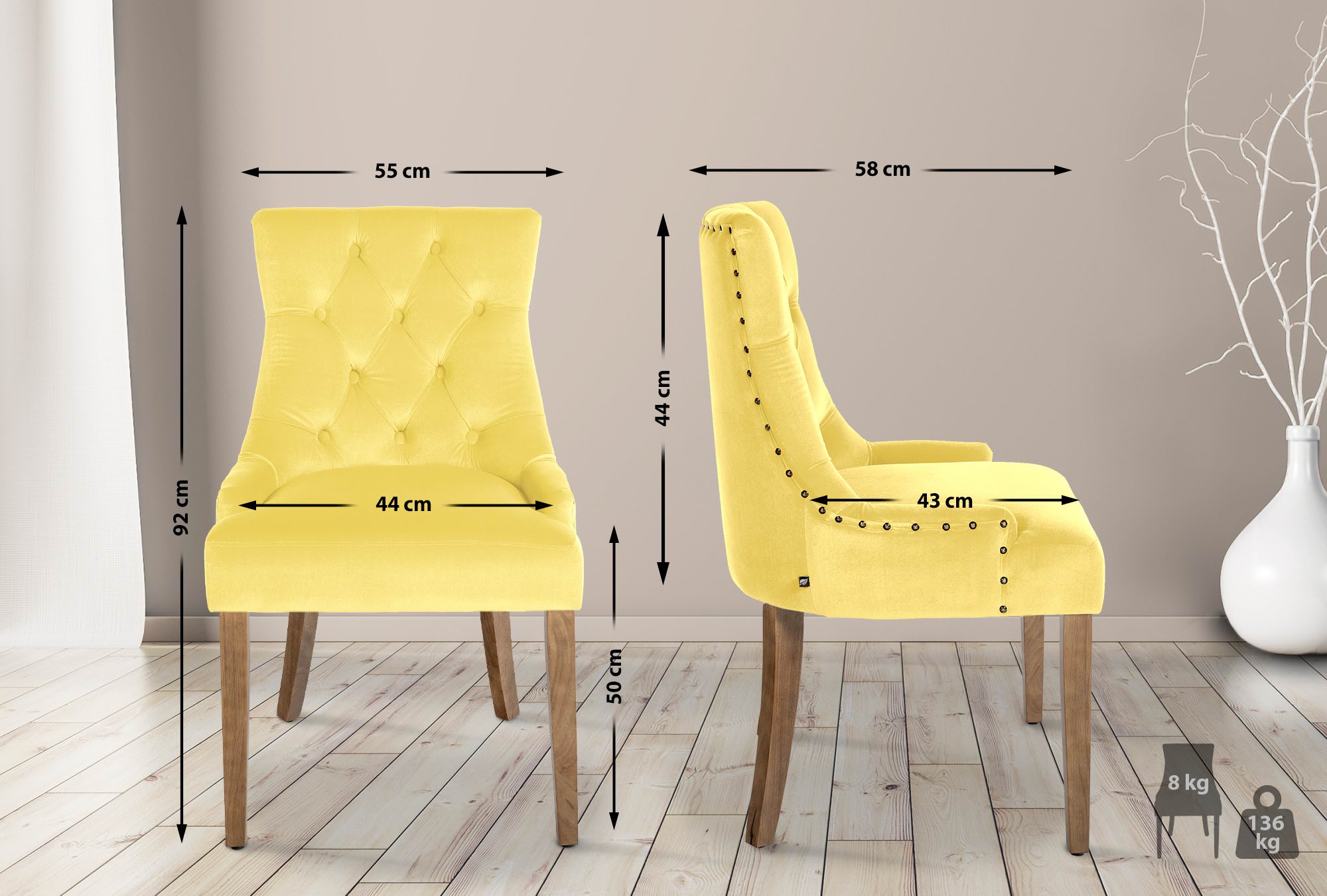 Set van 4 eetkamerstoelen Aberdeen Fluweel