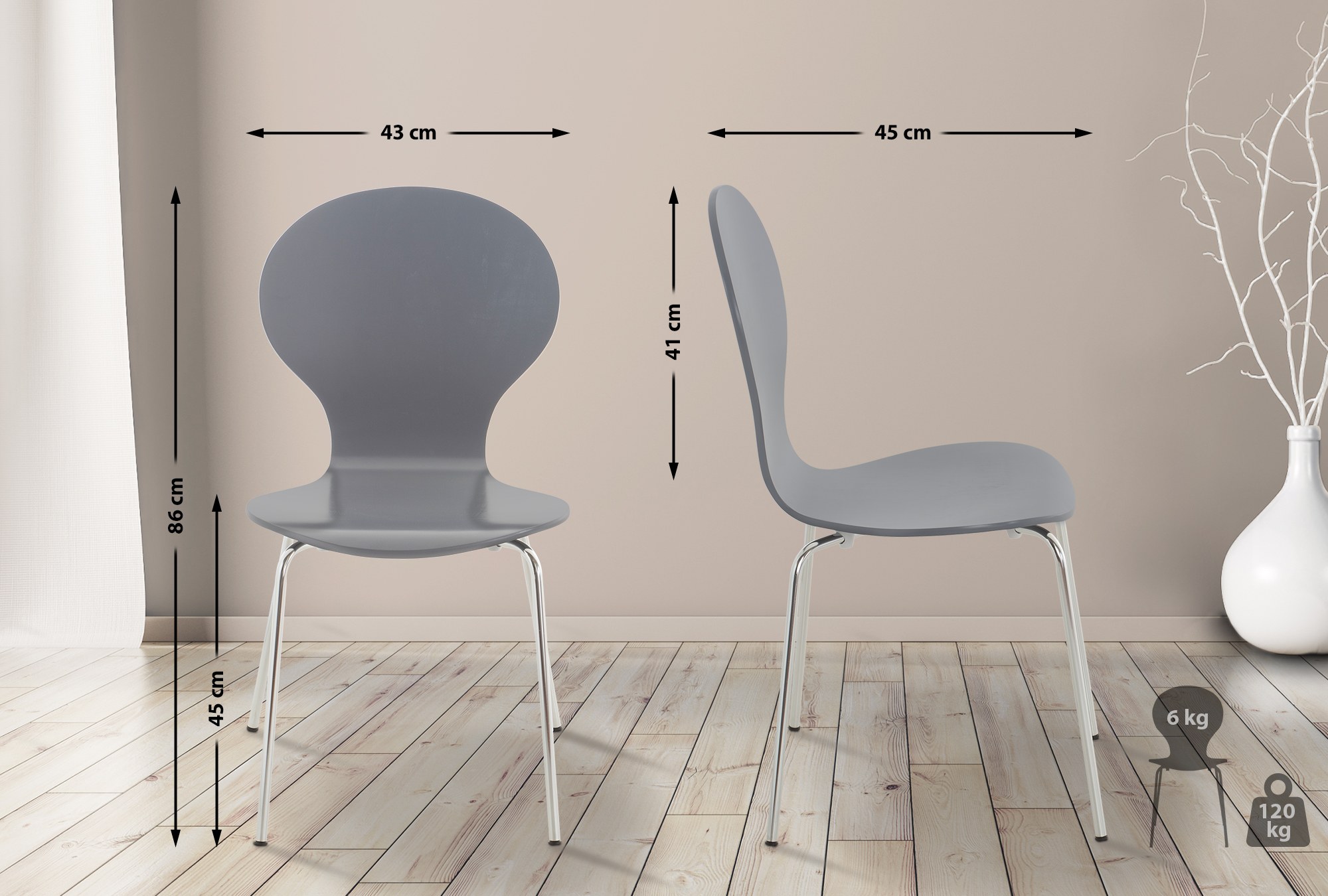 Set van 16 bezoekersstoelen Diego