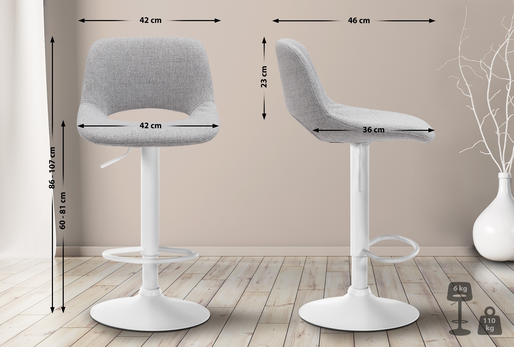 Set van 2 barkrukken Camden stof