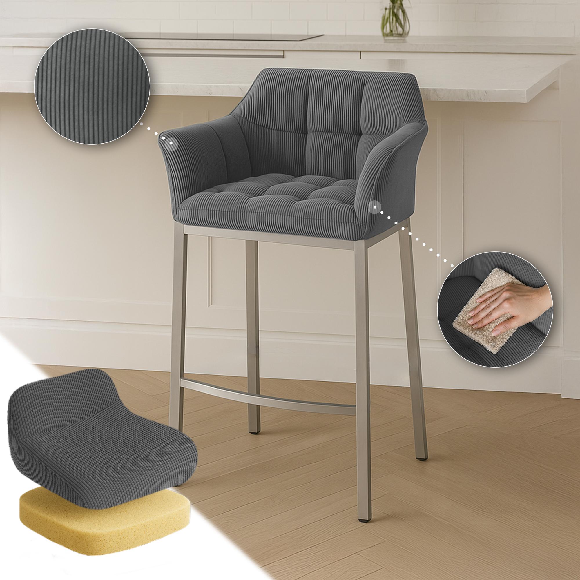 Barkruk Damaso Cord met Vierpootsframe