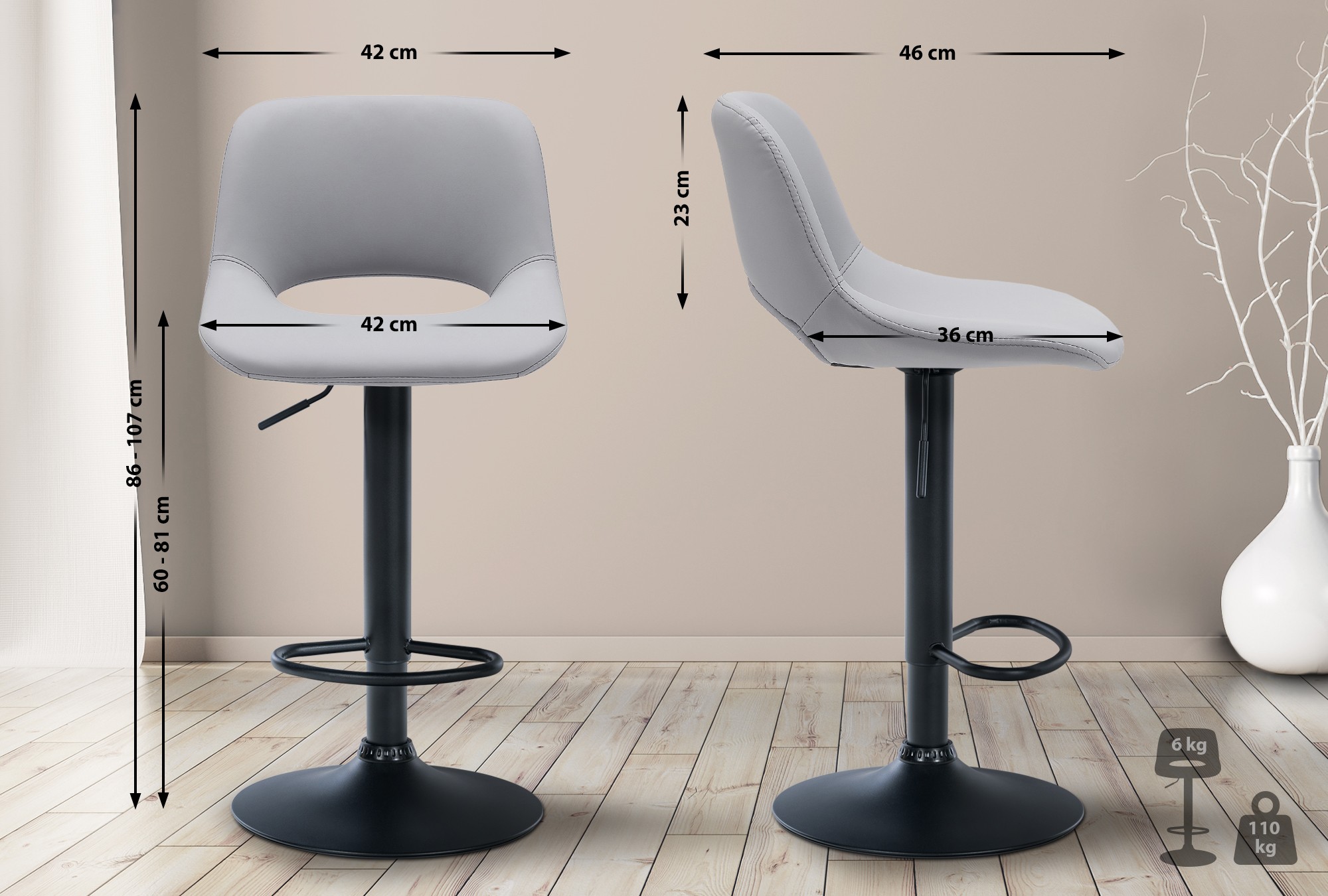 Set van 2 barkrukken Camden kunstleer