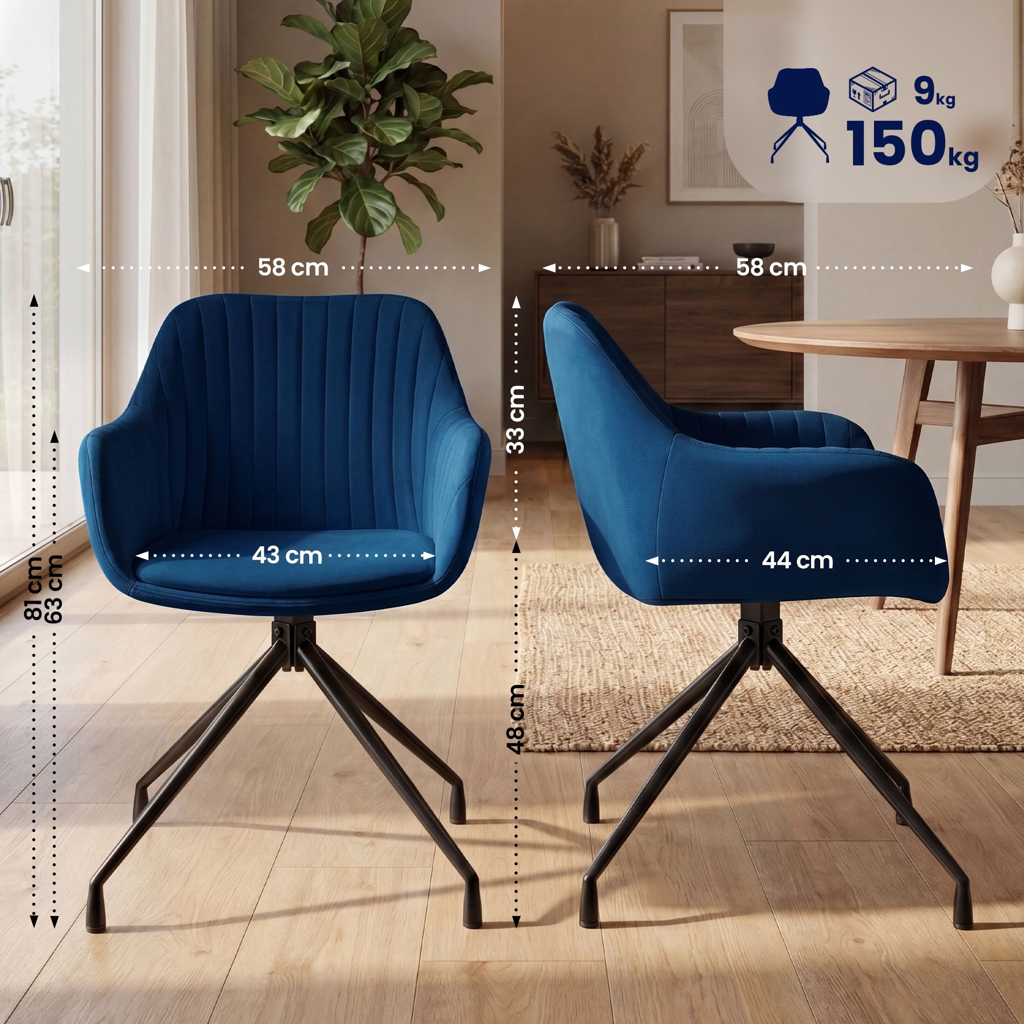 2-delige set eetkamerstoelen Novanis